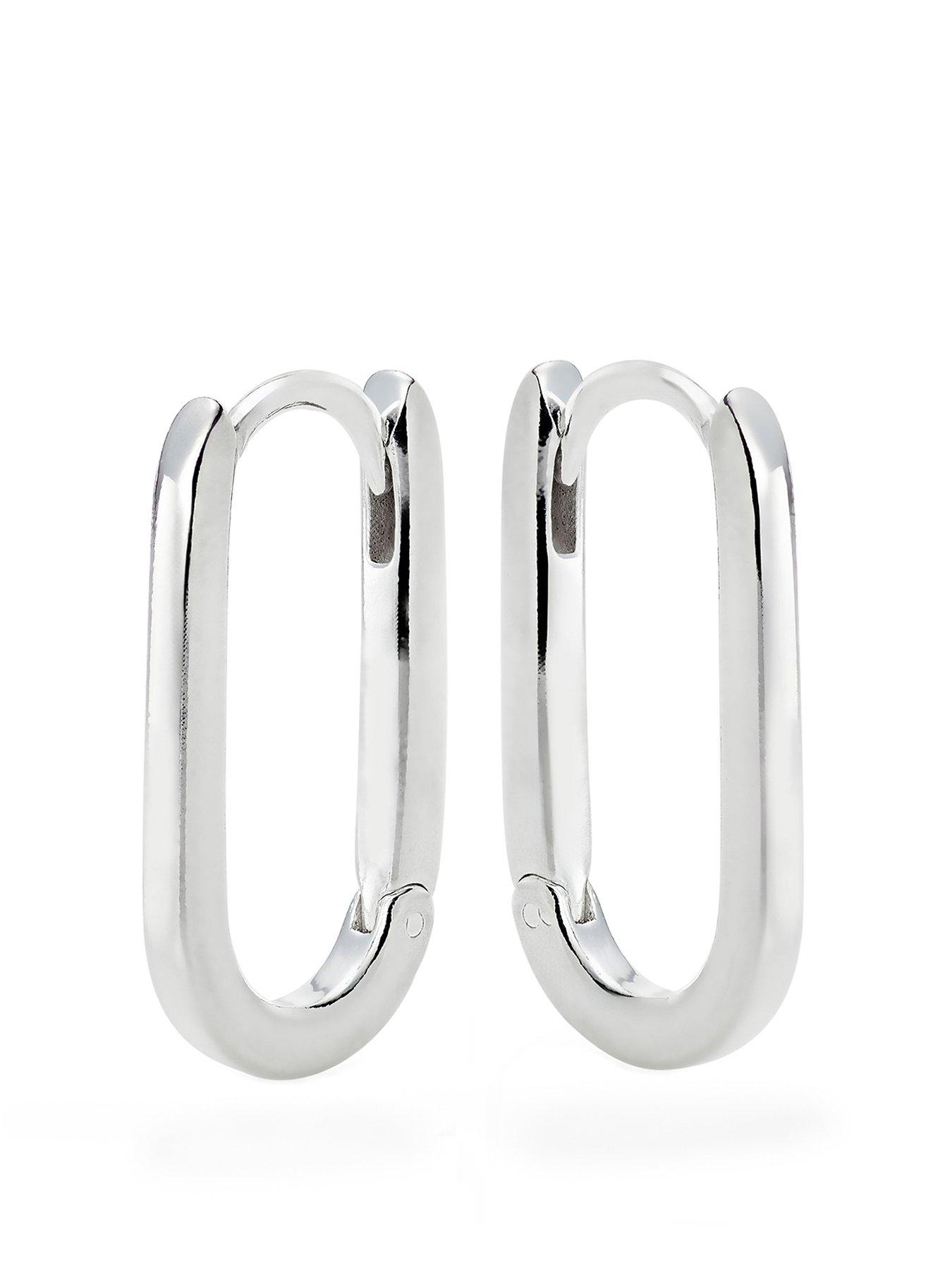 undefined Silver Rectangular Hoop Earrings