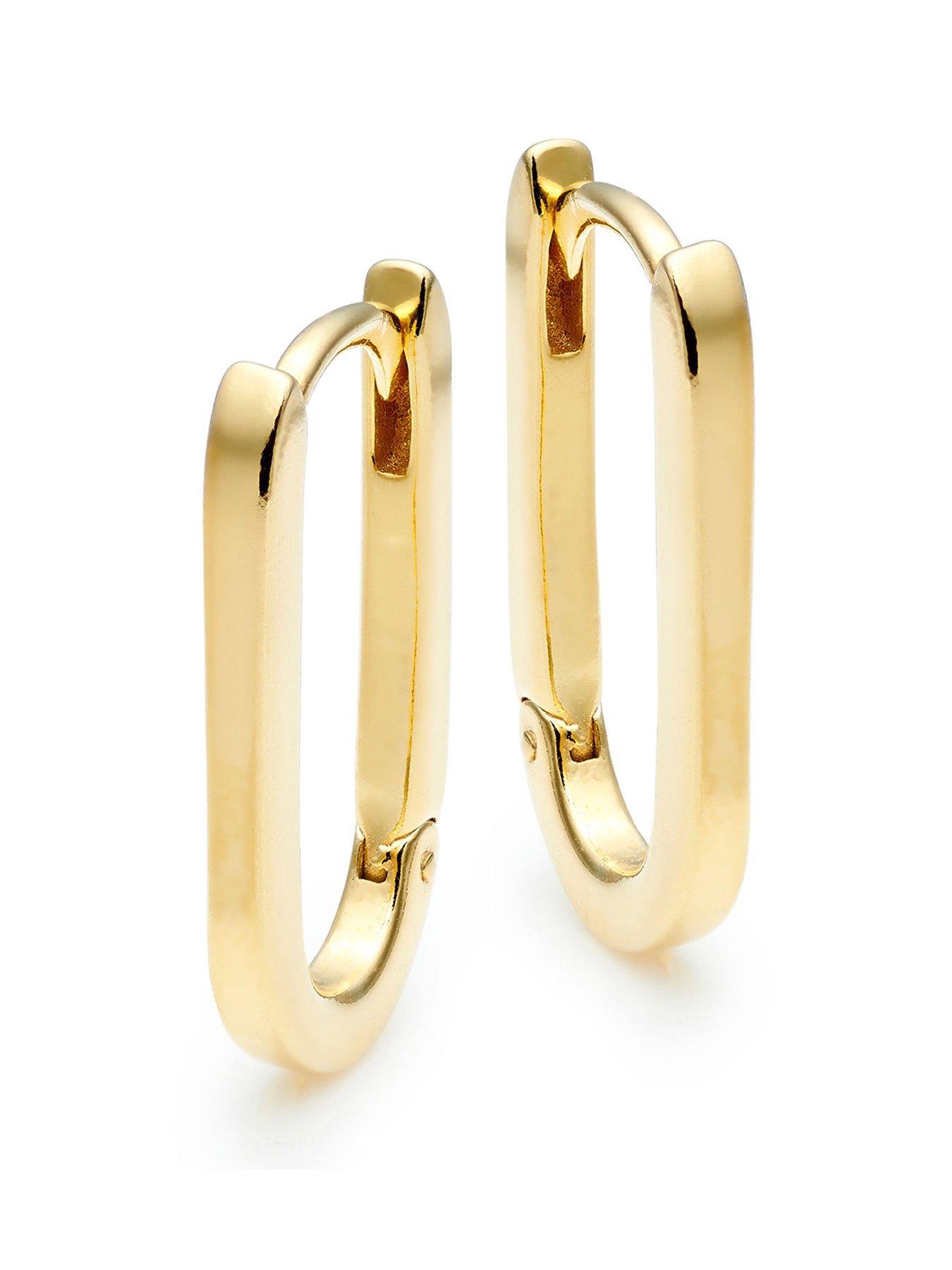 Beaverbrooks Gold Plated Rectangular Hoop Earrings