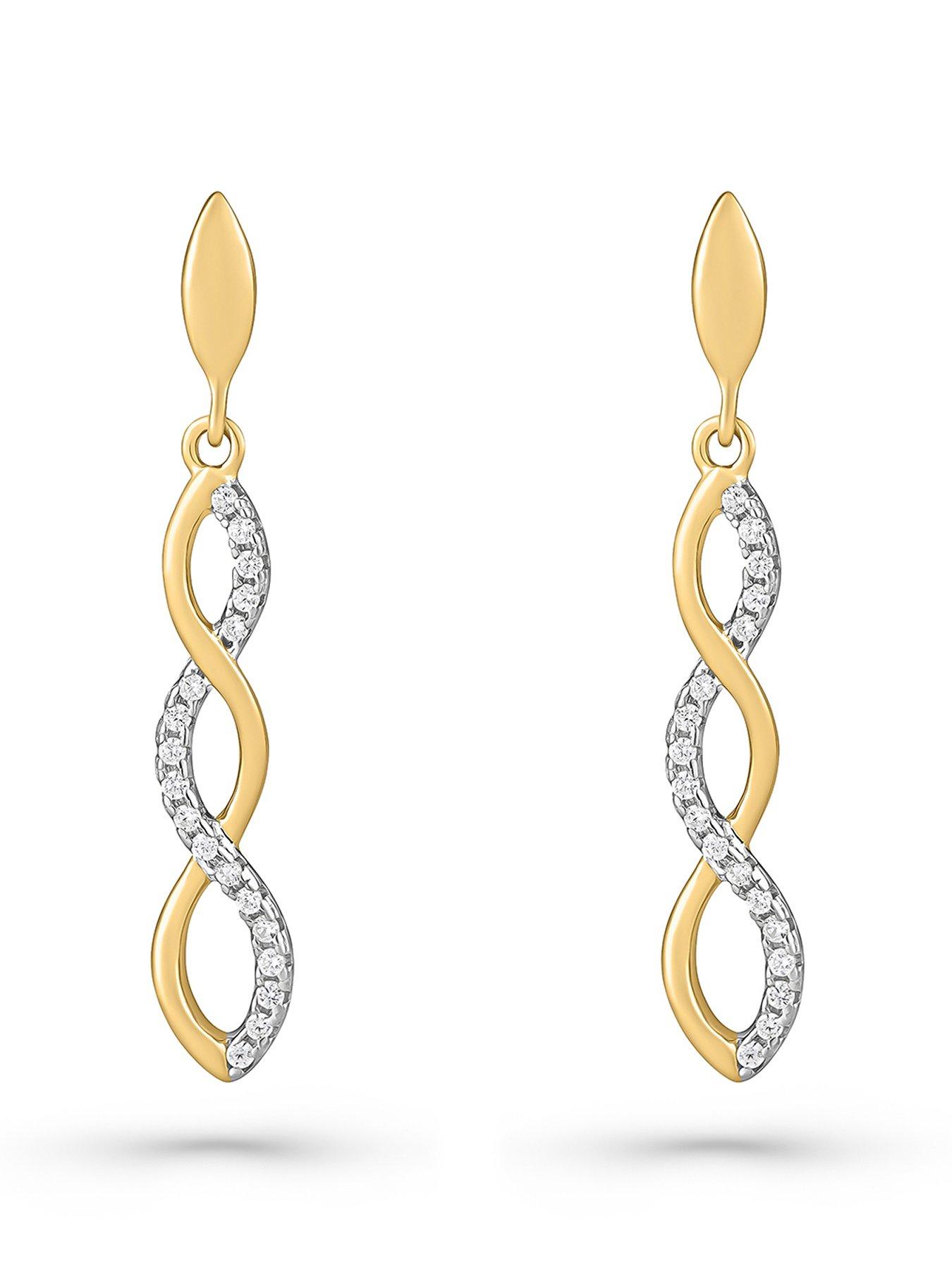 undefined Gold Plated Cubic Zirconia Infinity Drop Earrings