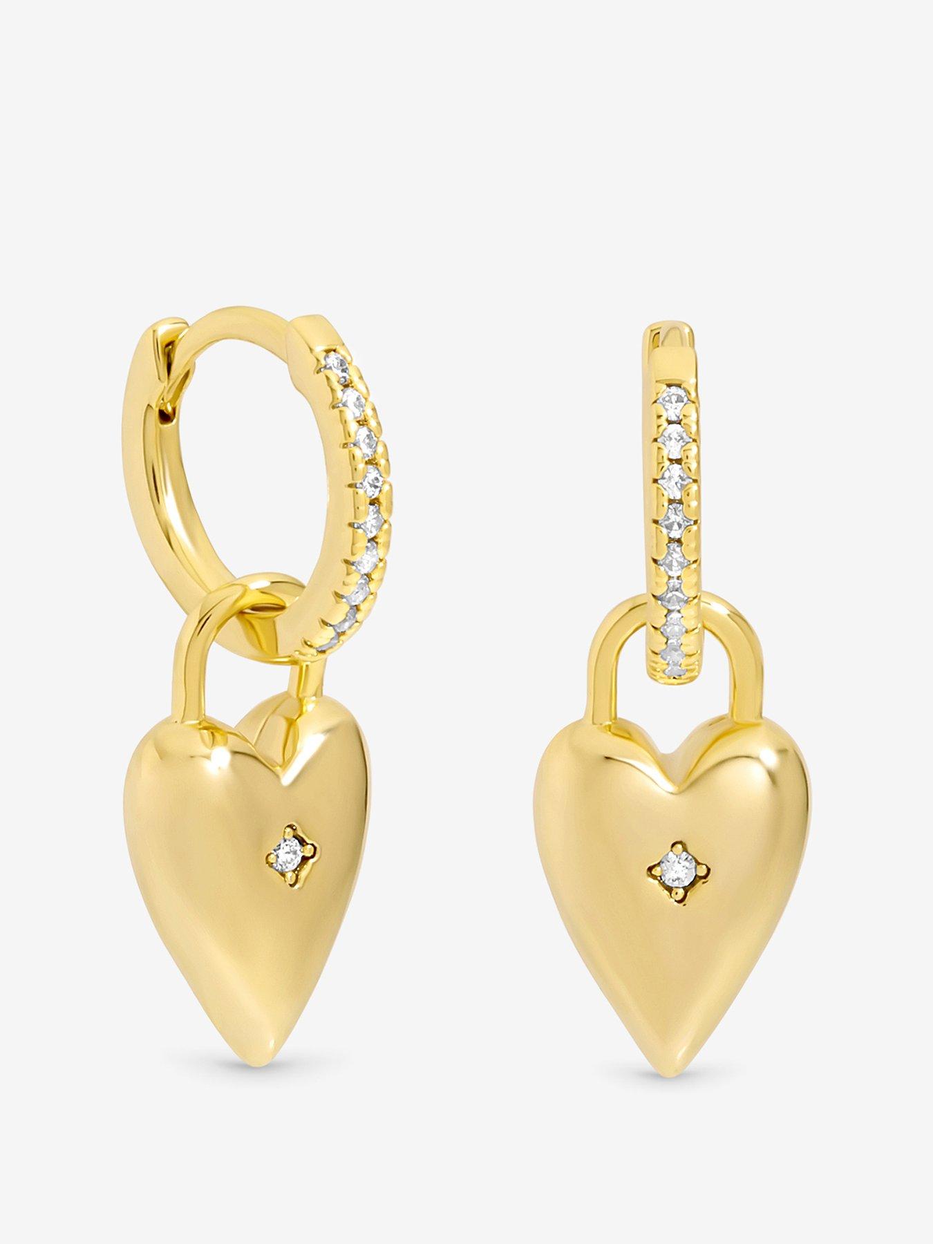 undefined Jon Richard 18K Gold Plated and Cubic Zirconia Heart Hoop Earrings