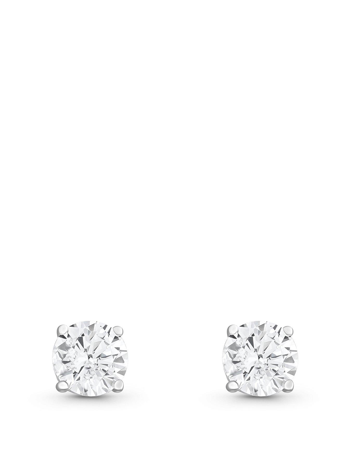 Beaverbrooks 9Ct White Gold Cubic Zirconia Stud Earrings