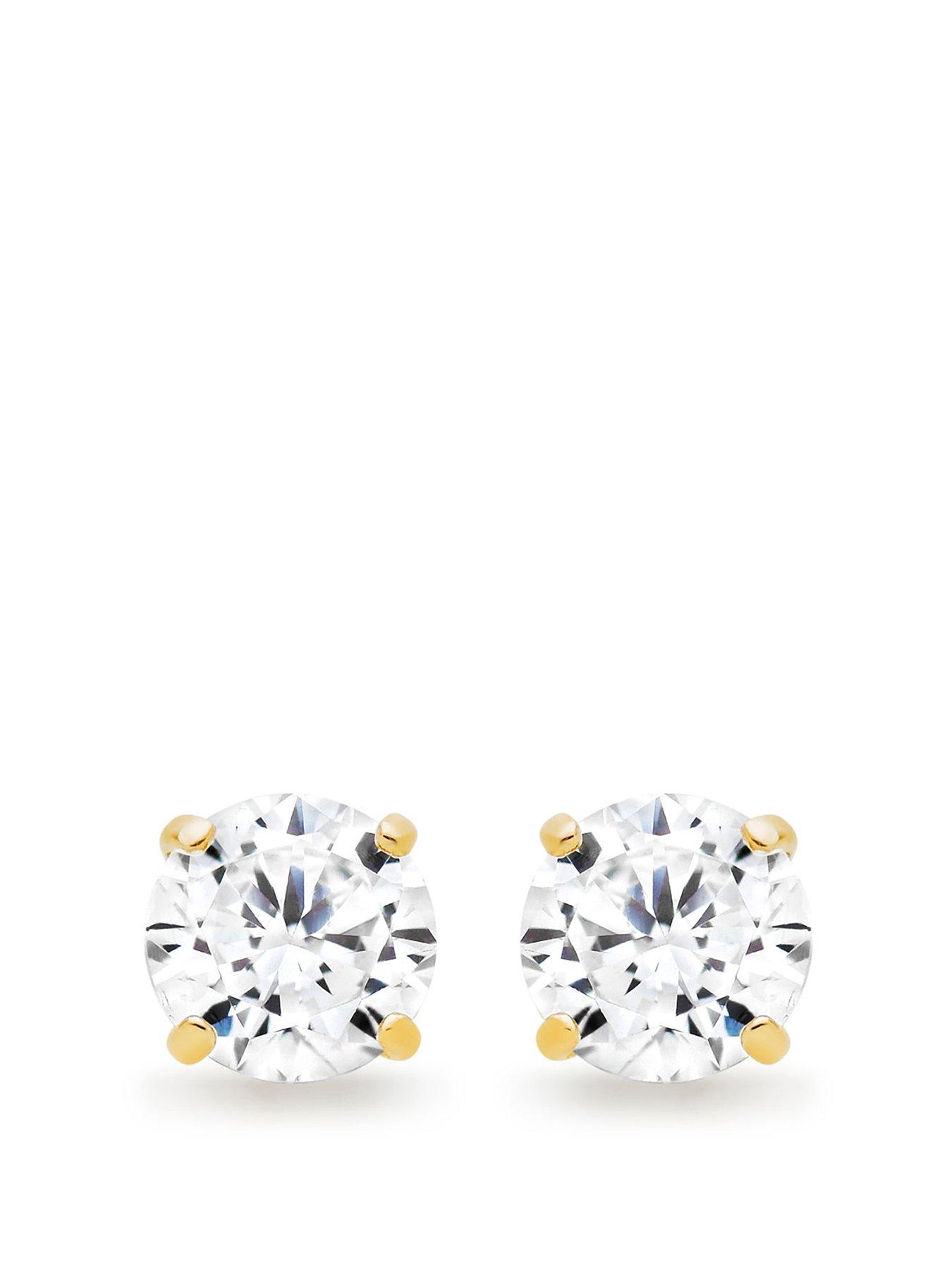 Beaverbrooks 9Ct Gold Cubic Zirconia Stud Earrings