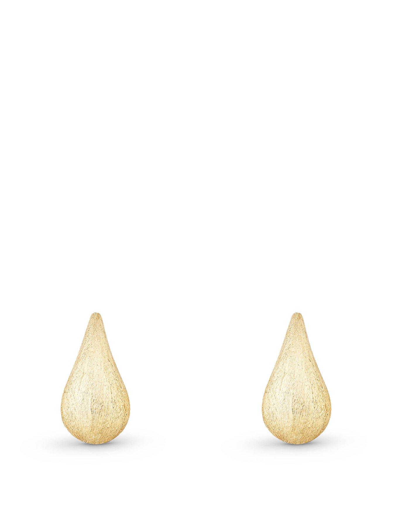 Beaverbrooks 9Ct Gold Etched Teardrop Earrings