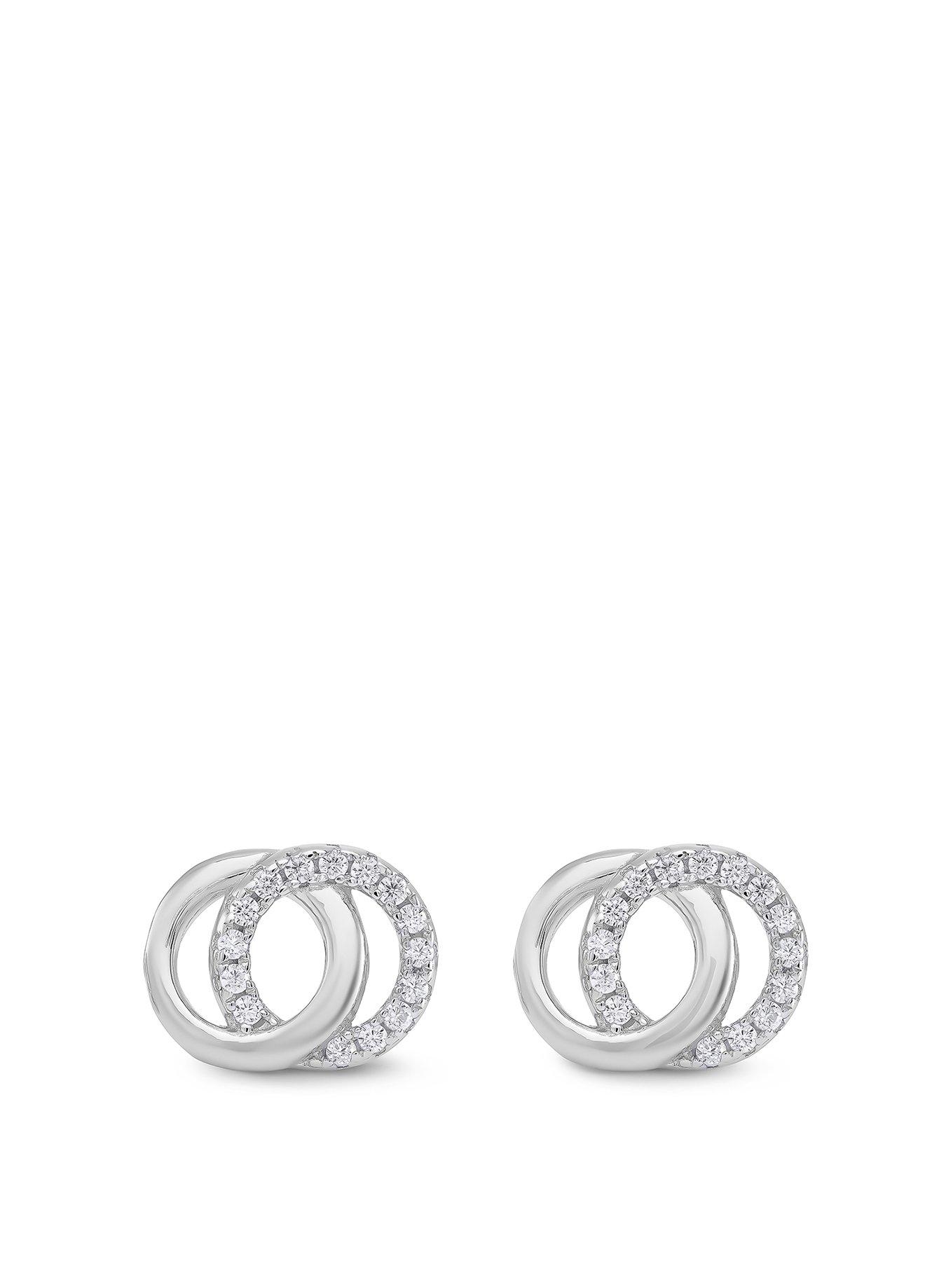 Beaverbrooks Silver Cubic Zirconia Double Circle Stud Earrings