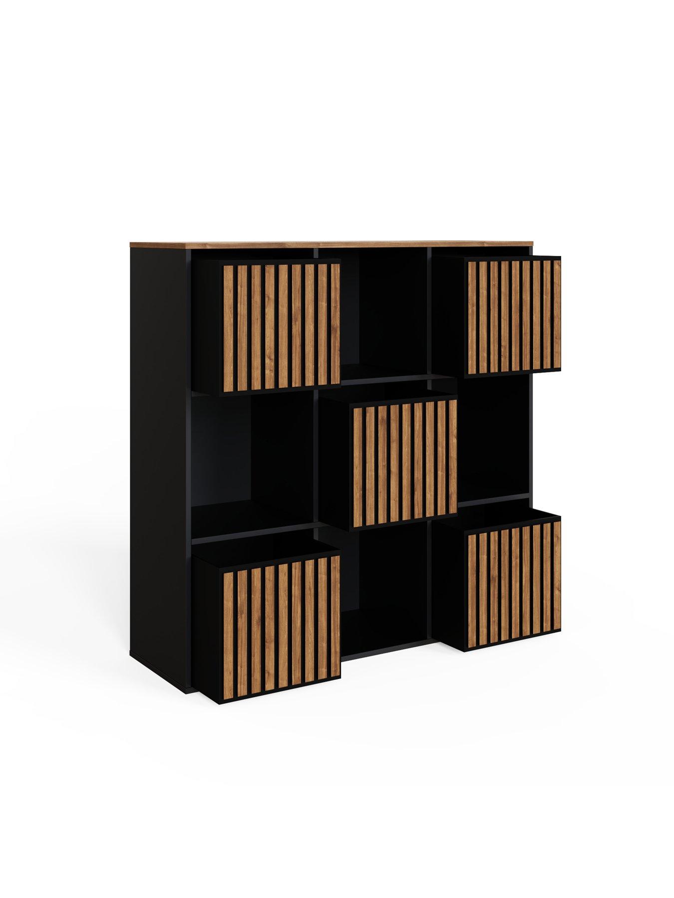 Image 4 of 7 of GFW Kube 3 x 3 Storage Unit - Black/Walnut