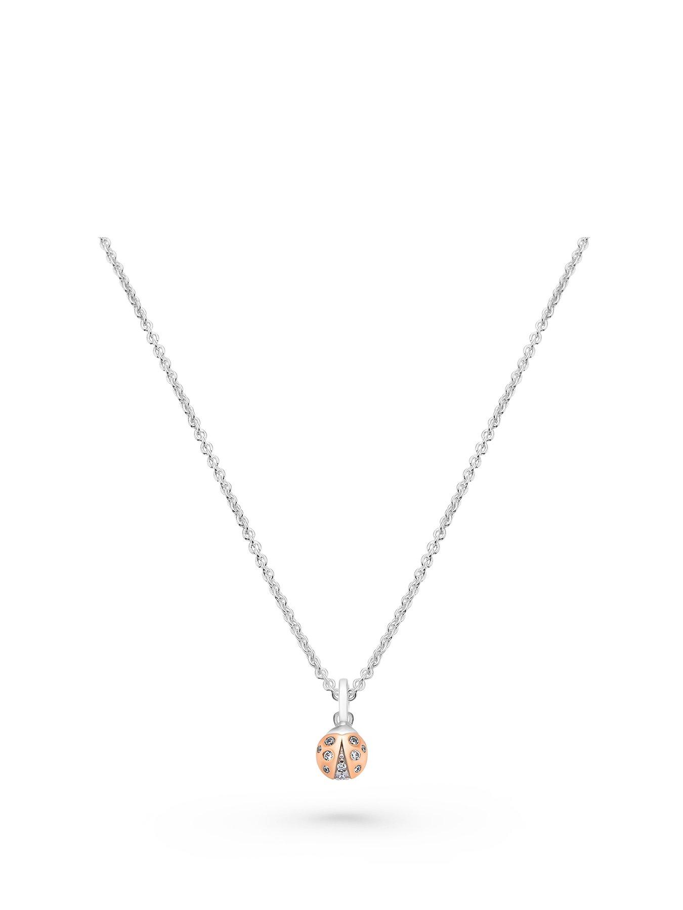 undefined Mini B Silver And Rose Gold Plated Cubic Zirconia Ladybird Pendant