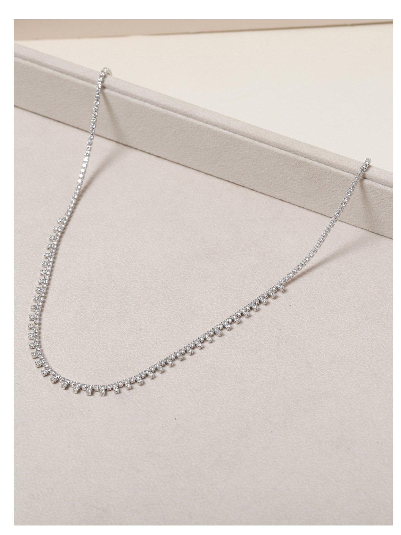 Jon Richard Rhodium Plated Cubic Zirconia Fine Drop Necklace