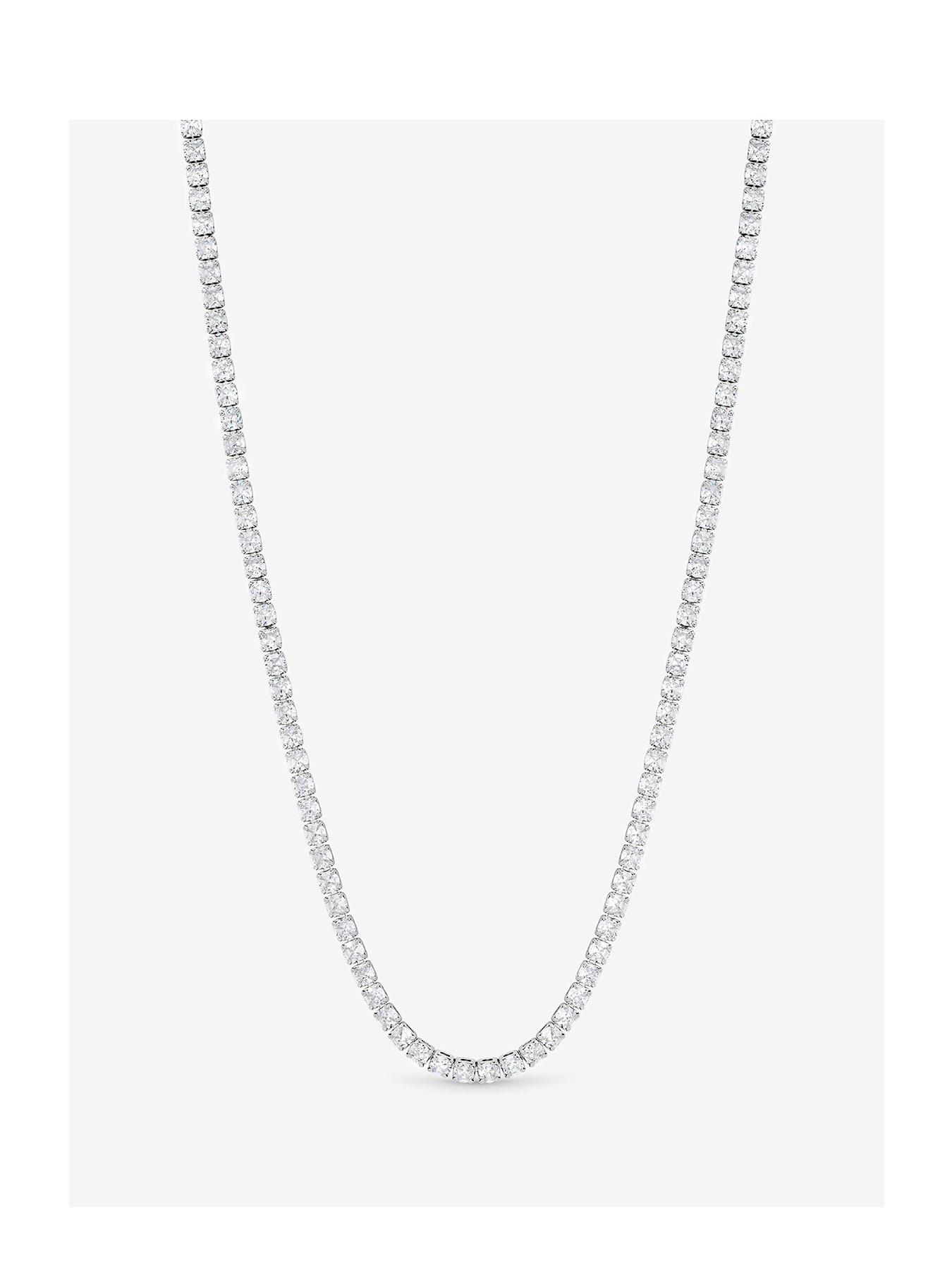 undefined Rhodium Plated And Cubic Zirconia Round Tennis Necklace
