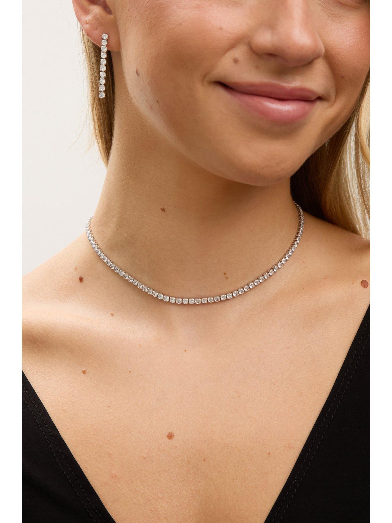 Image 2 of 4 of Jon Richard Rhodium Plated And Cubic Zirconia Round Tennis Necklace