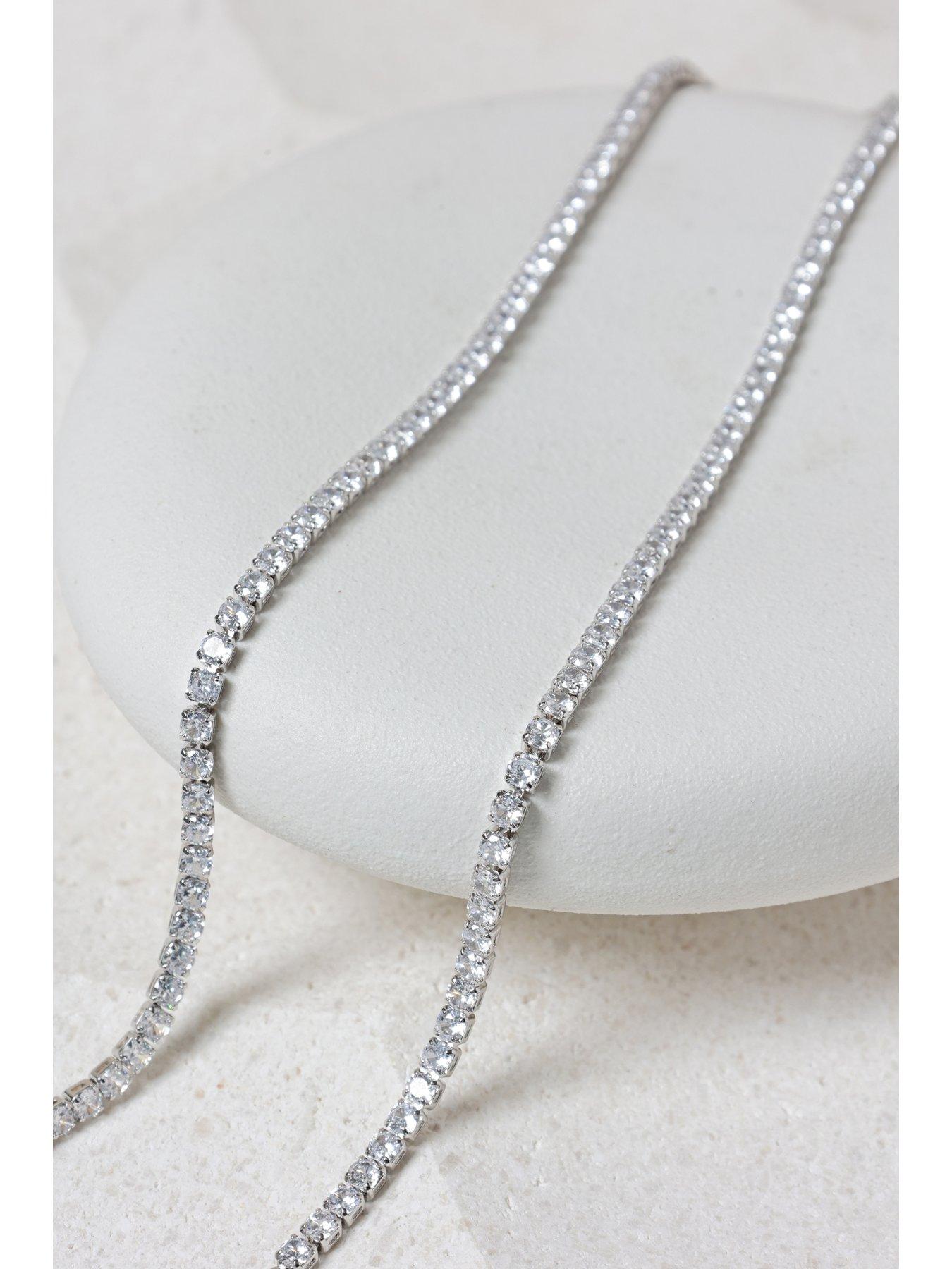 Image 3 of 4 of Jon Richard Rhodium Plated And Cubic Zirconia Round Tennis Necklace