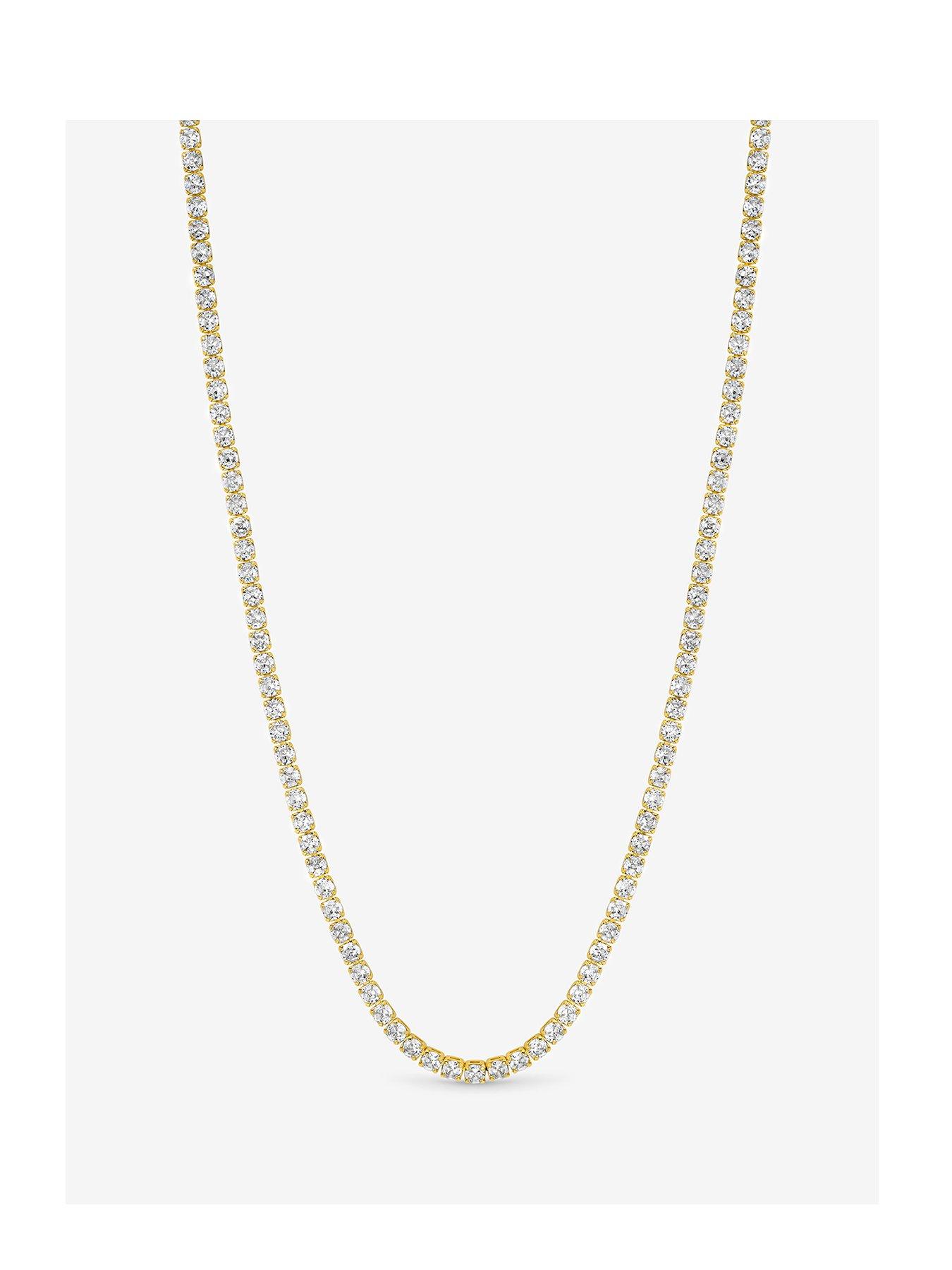 undefined Gold Plated And Cubic Zirconia Round Tennis Necklace