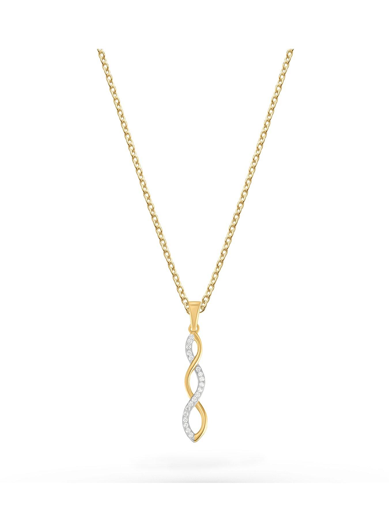 Beaverbrooks Gold Plated Cubic Zirconia Infinity Drop Pendant