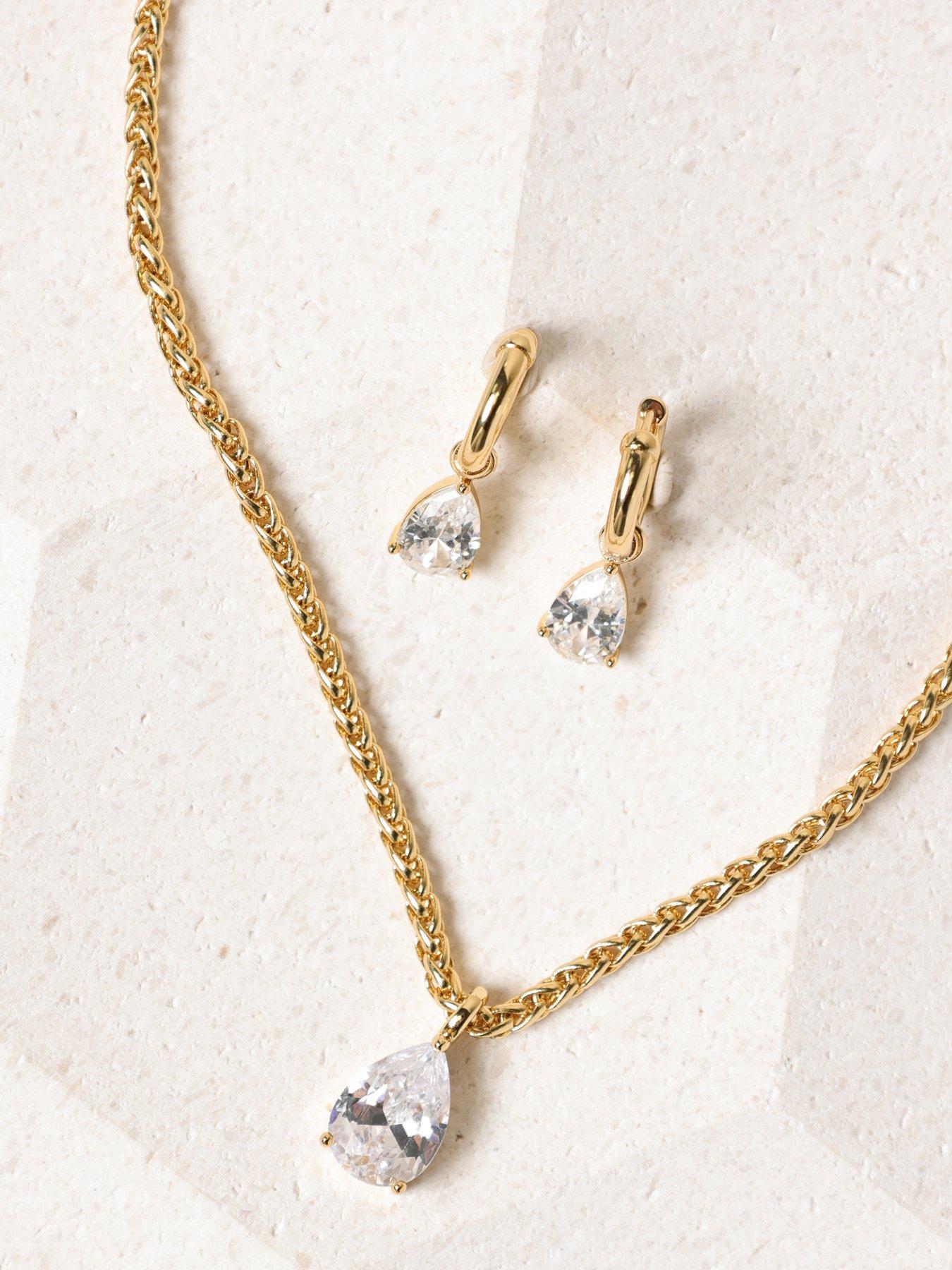 Image 3 of 3 of Jon Richard 18K Gold Plated Chain And Cubic Zirconia Peardrop Necklace