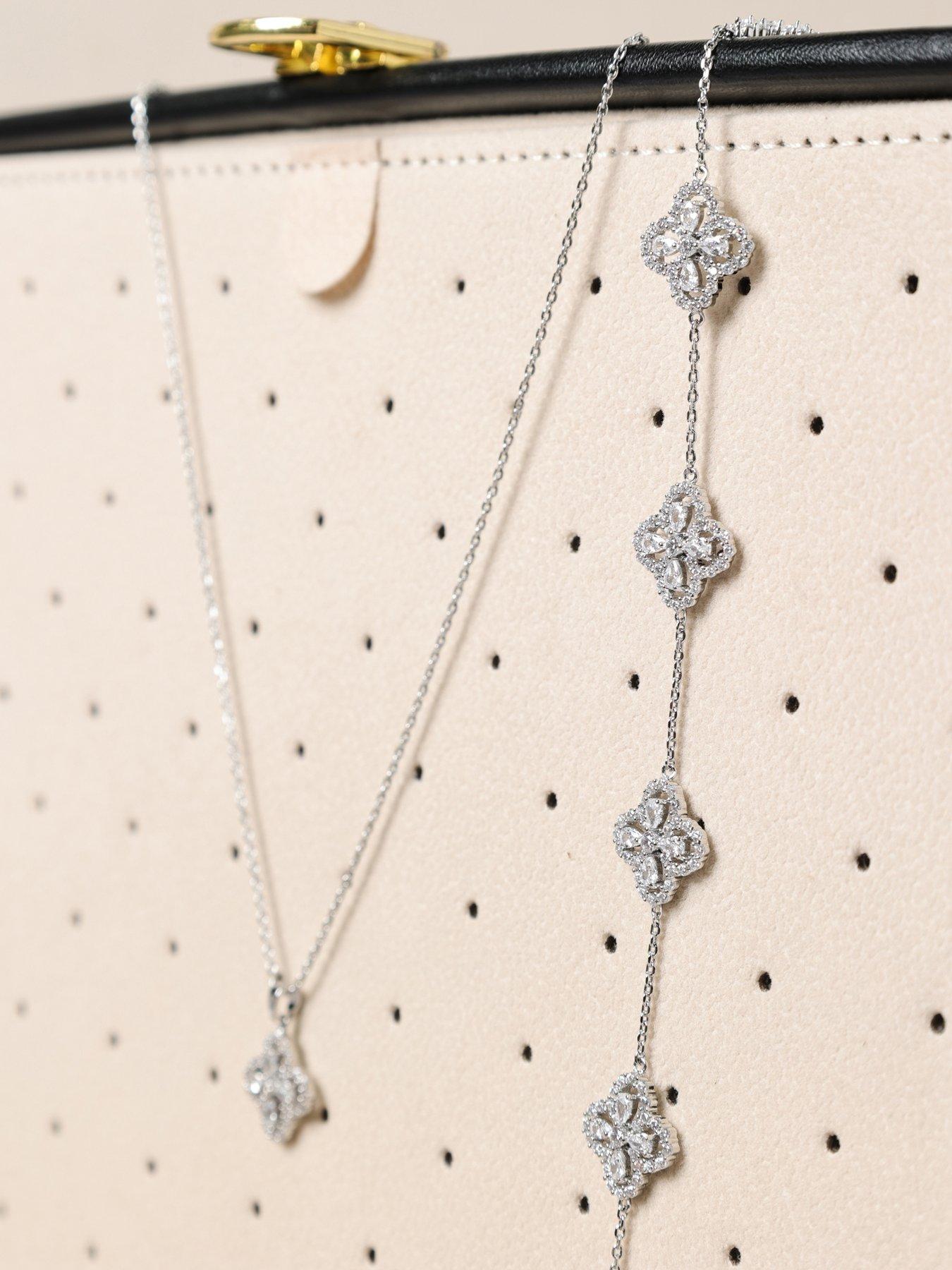 Image 4 of 6 of Jon Richard Rhodium Plated And Cubic Zirconia Clover Bracelet - Gift Box