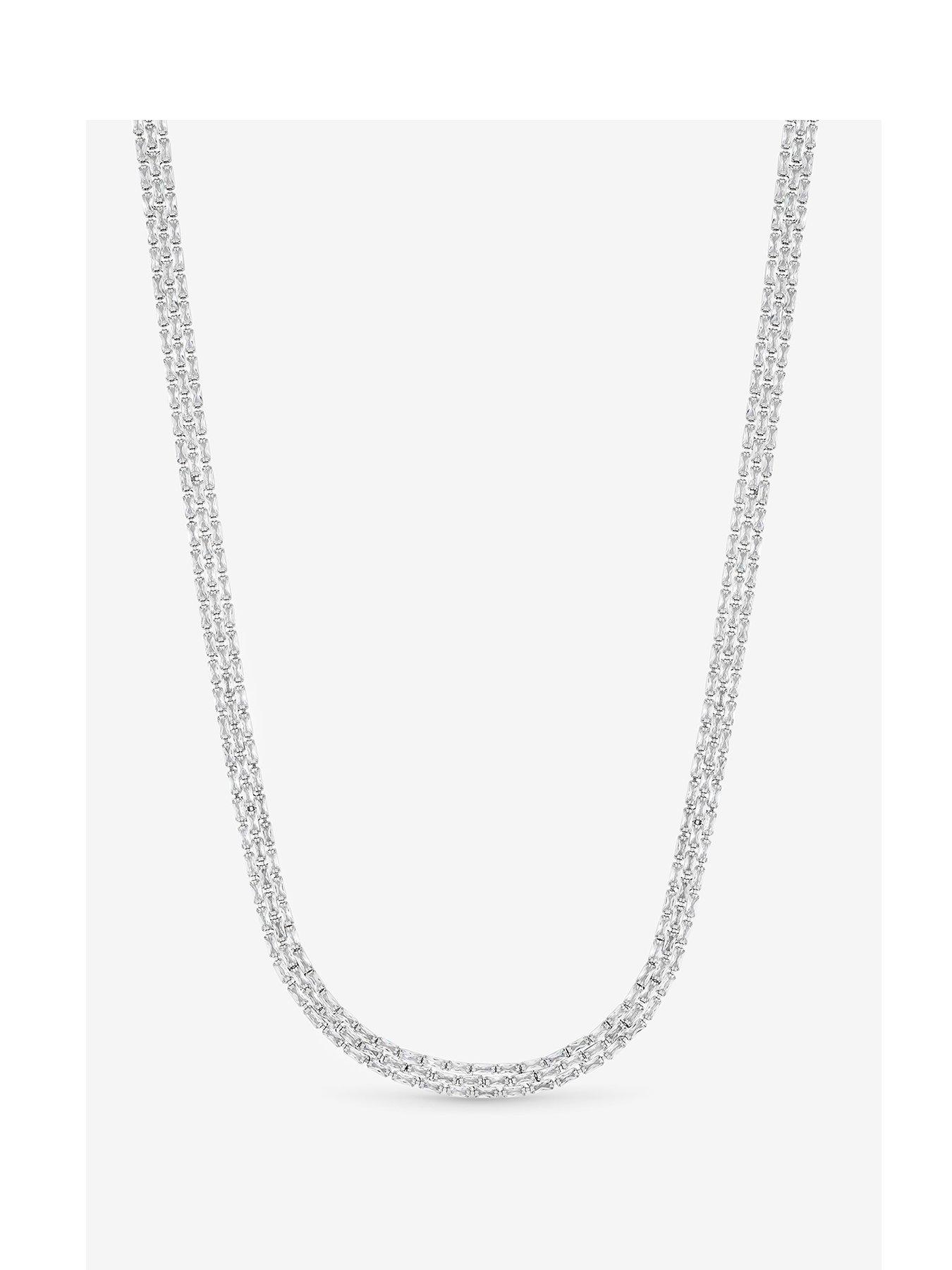 Jon Richard Rhodium Plated Cubic Zirconia Baguette Necklace