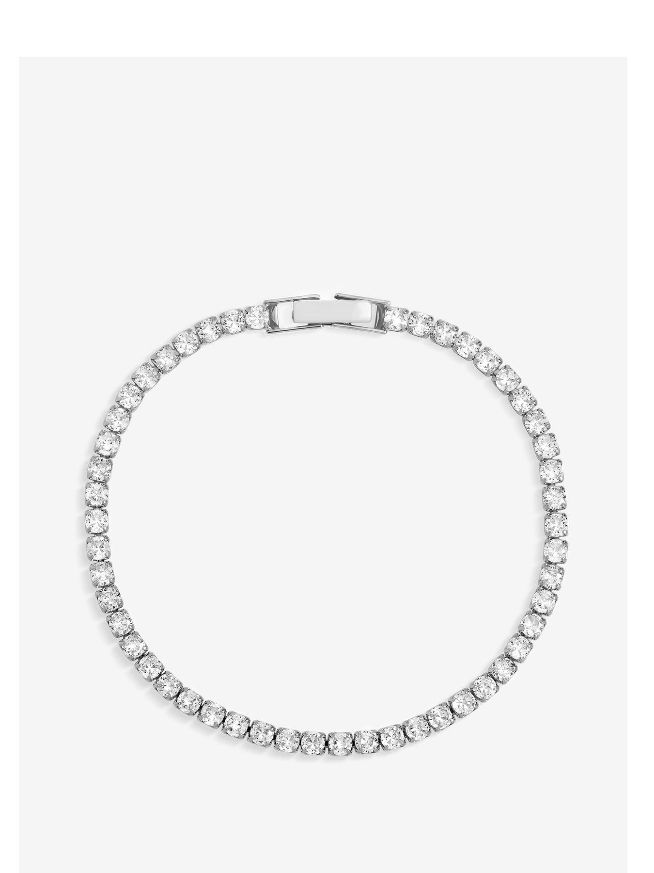 undefined Rhodium Plated And Cubic Zirconia Round Tennis Bracelet