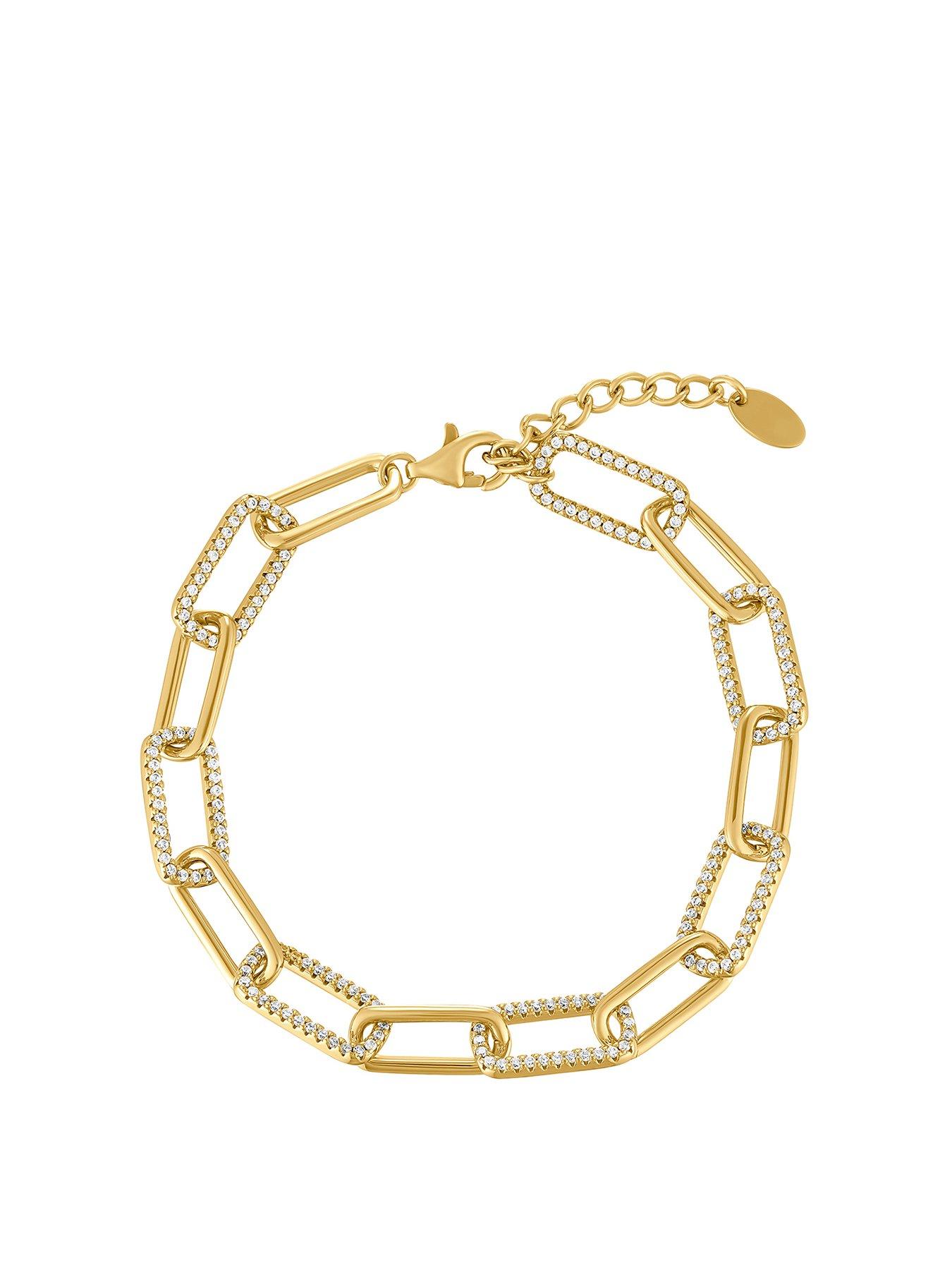 Image 1 of 3 of Beaverbrooks Gold Plated Cubic Zirconia Paperchain Bracelet