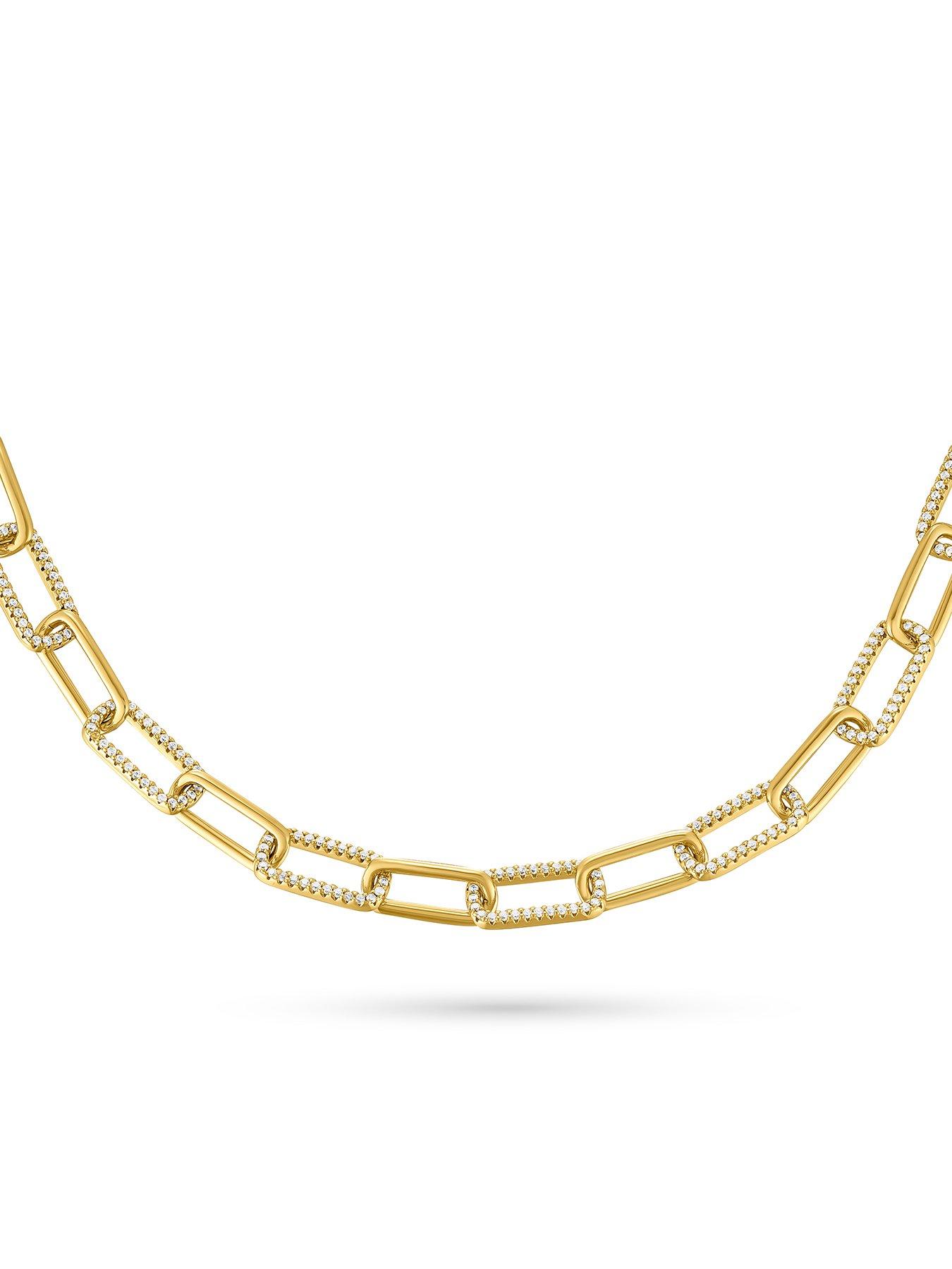 Image 2 of 3 of Beaverbrooks Gold Plated Cubic Zirconia Paperchain Bracelet