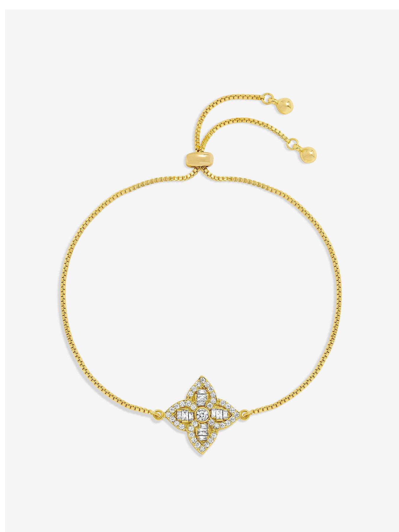 Jon Richard 18K Gold Plated and Crystal Clover Bracelet Very