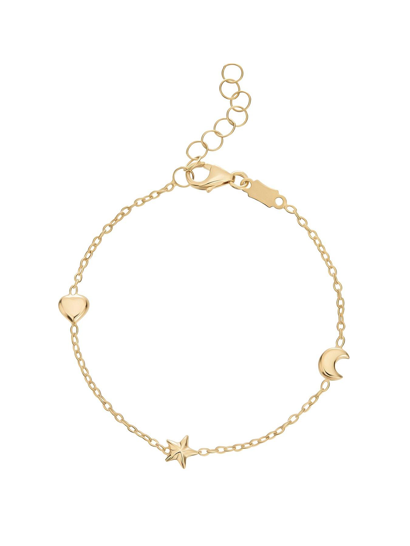 Beaverbrooks Mini B Childrens 9ct Gold Star And Moon Bracelet