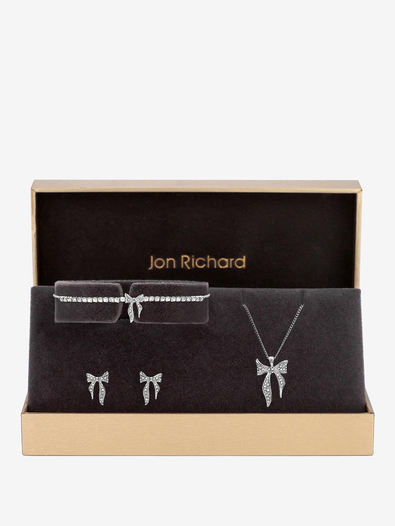 Jon Richard Silver Plated and Pave Bow Trio Set - Gift Box