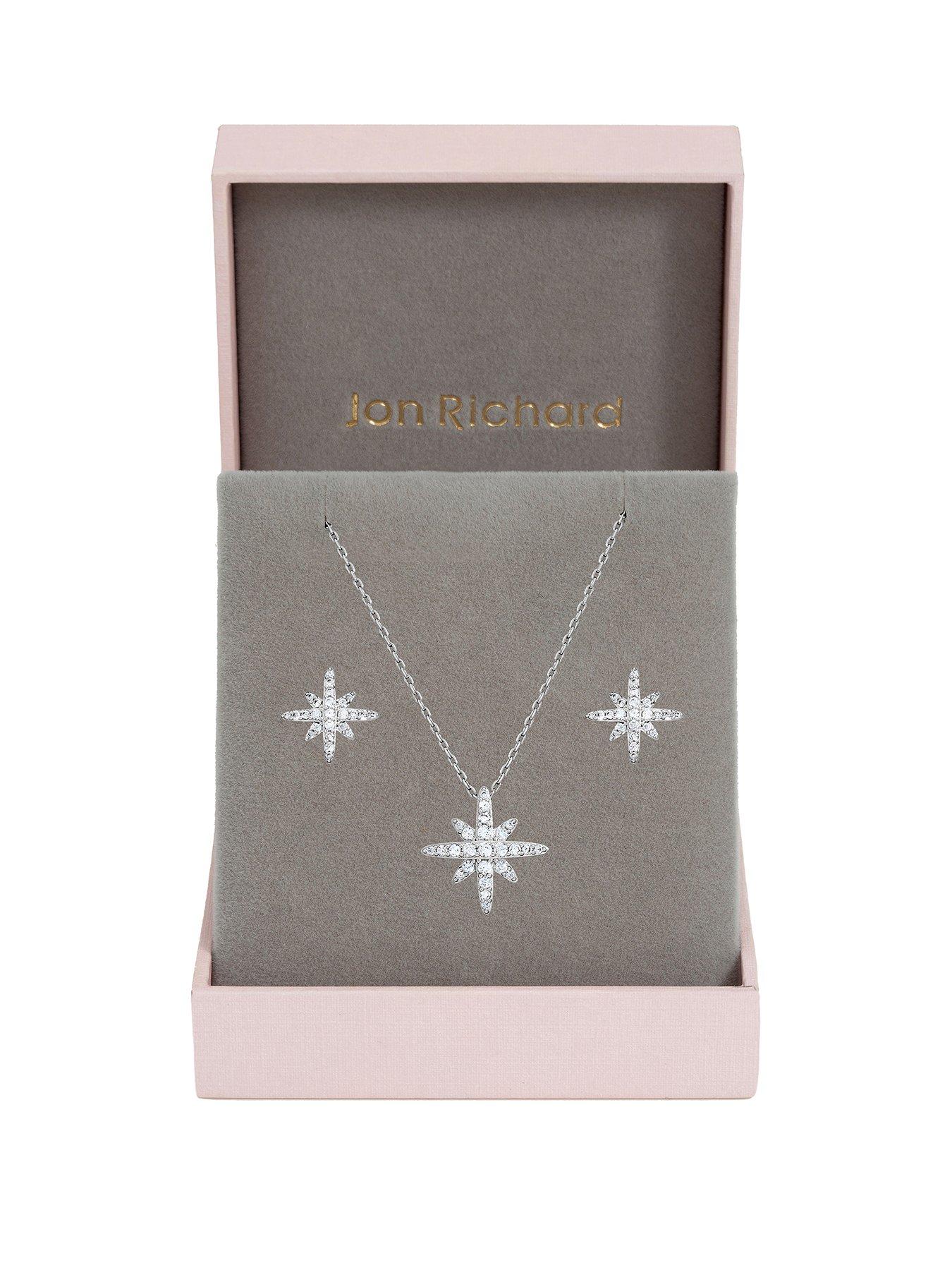 Jon Richard Rhodium Plated and Pave Star Set - Gift Box