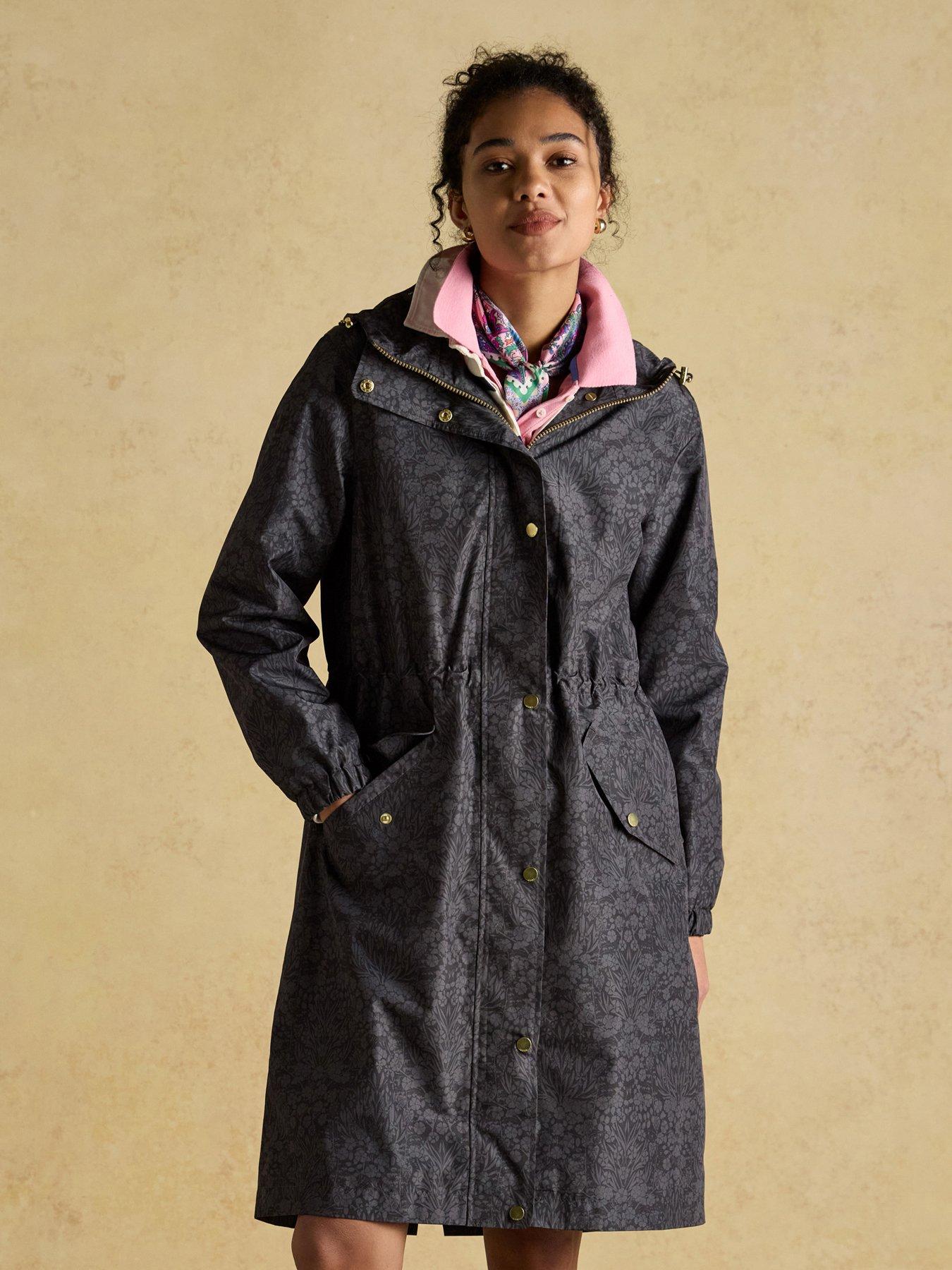 Joules Waterproof Packable Raincoat with Hood - Black