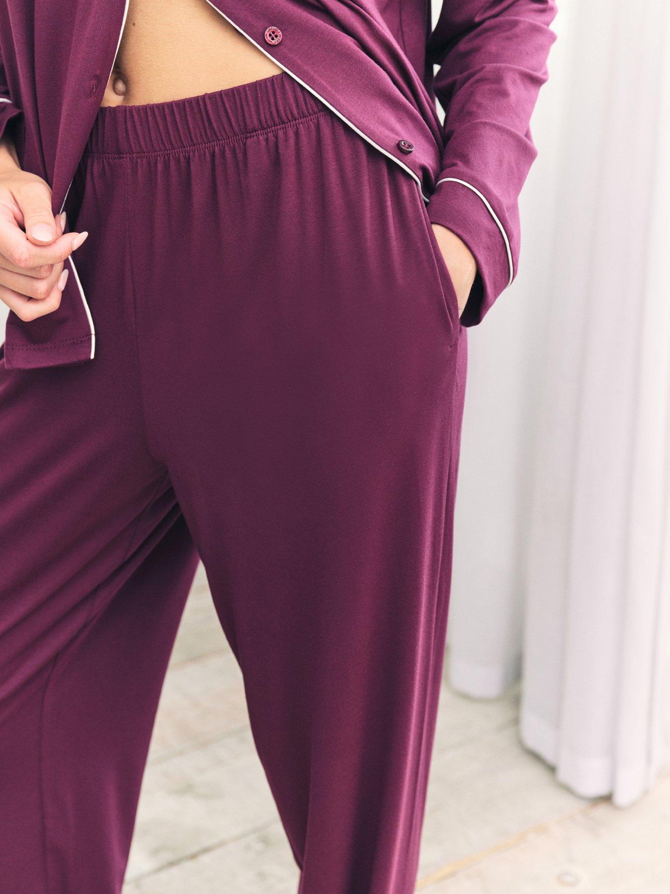 Image 5 of 6 of CHELSEA PEERS Long Button Up Set In Lenzing Modal - Burgundy