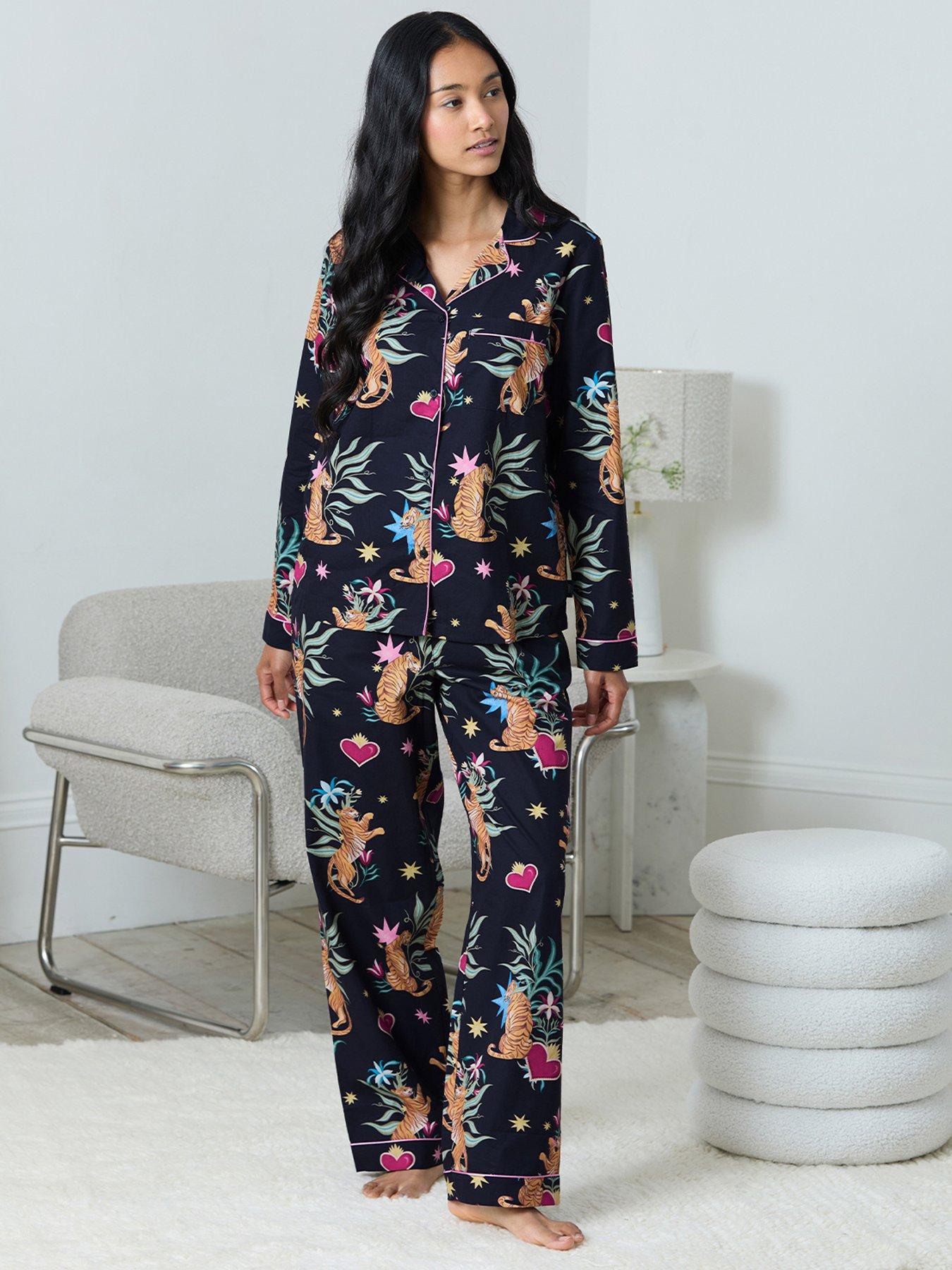 CHELSEA PEERS Long Button Up Set - Navy