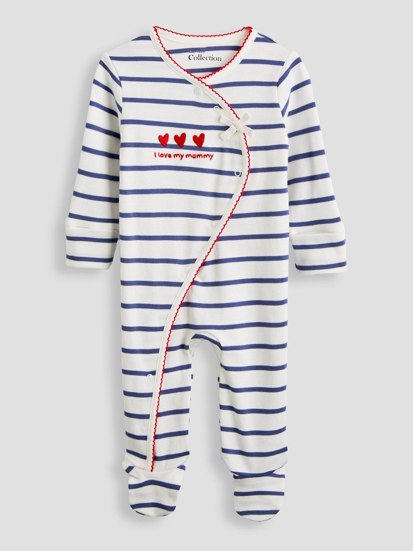 Image 2 of 5 of The Very Collection Heart Print Cross Front 3 Pack Sleepsuits (0-3 months - 18-24 months) - Red
