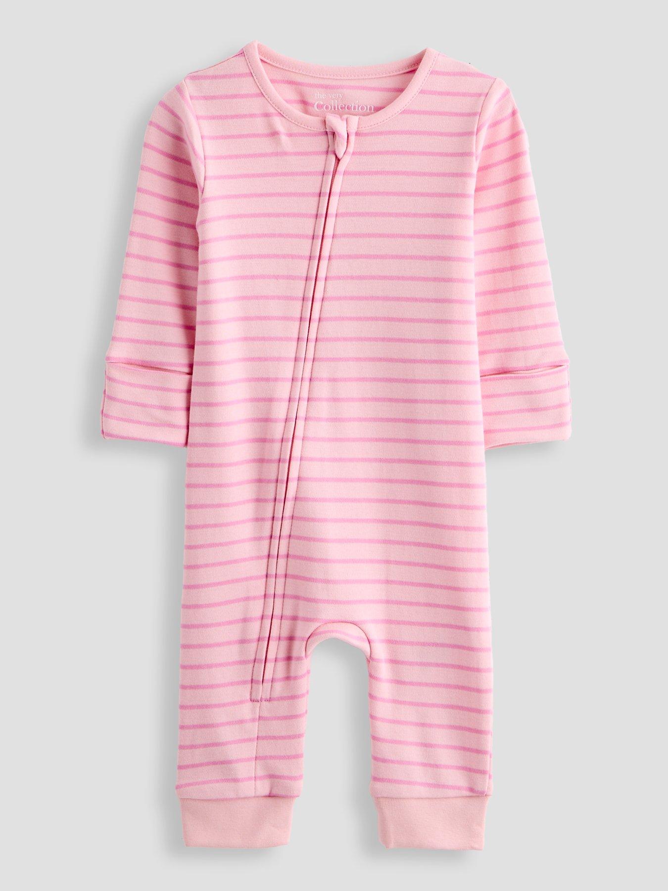 Image 2 of 5 of The Very Collection Baby Girl 3 Pack Footless Printed Zip Sleepsuits