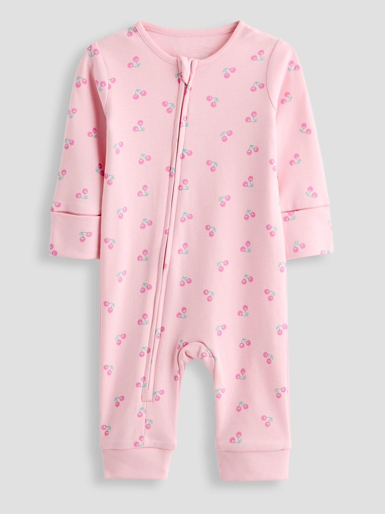 Image 3 of 5 of The Very Collection Baby Girl 3 Pack Footless Printed Zip Sleepsuits