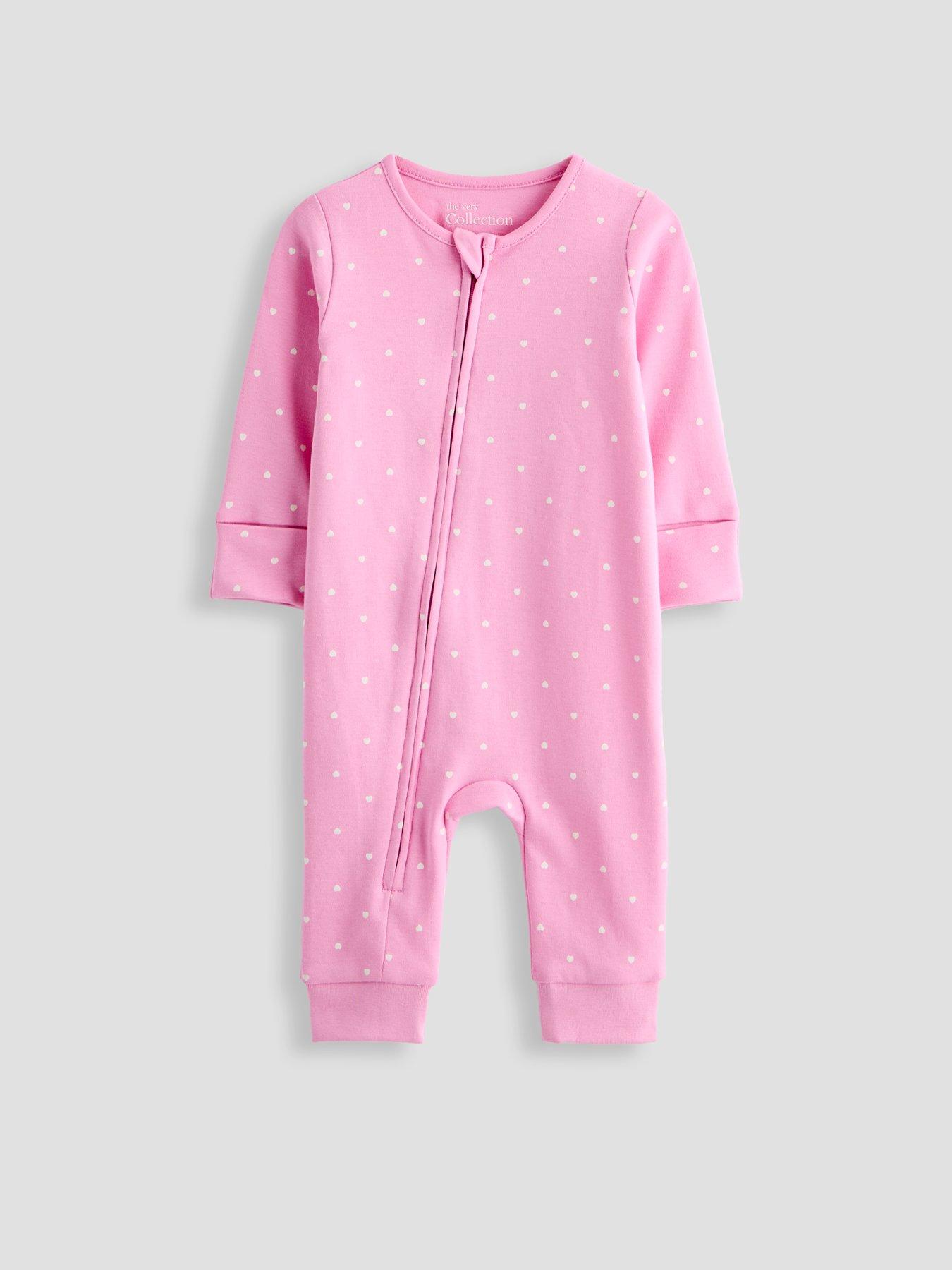Image 4 of 5 of The Very Collection Baby Girl 3 Pack Footless Printed Zip Sleepsuits