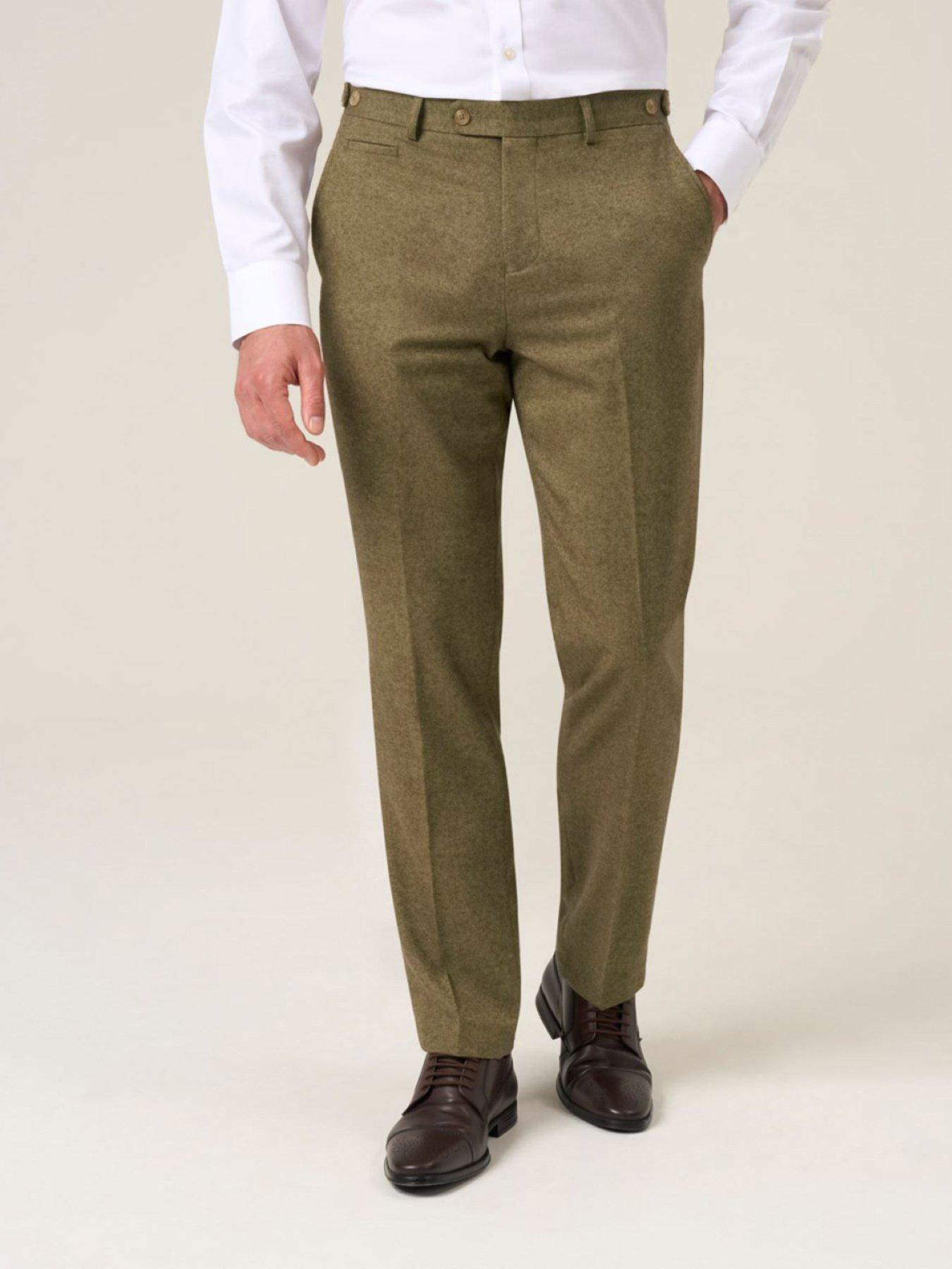 Skopes Tailored Fit Fox Sage Wool Blend Suit Trousers - Green