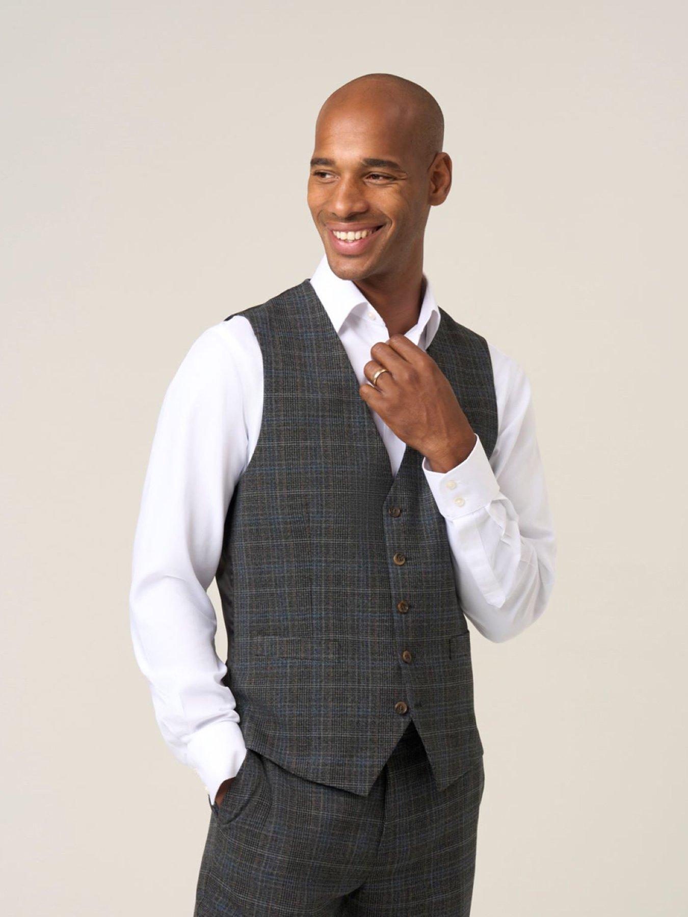 Skopes Margrave Charcoal Check Waistcoat - Grey