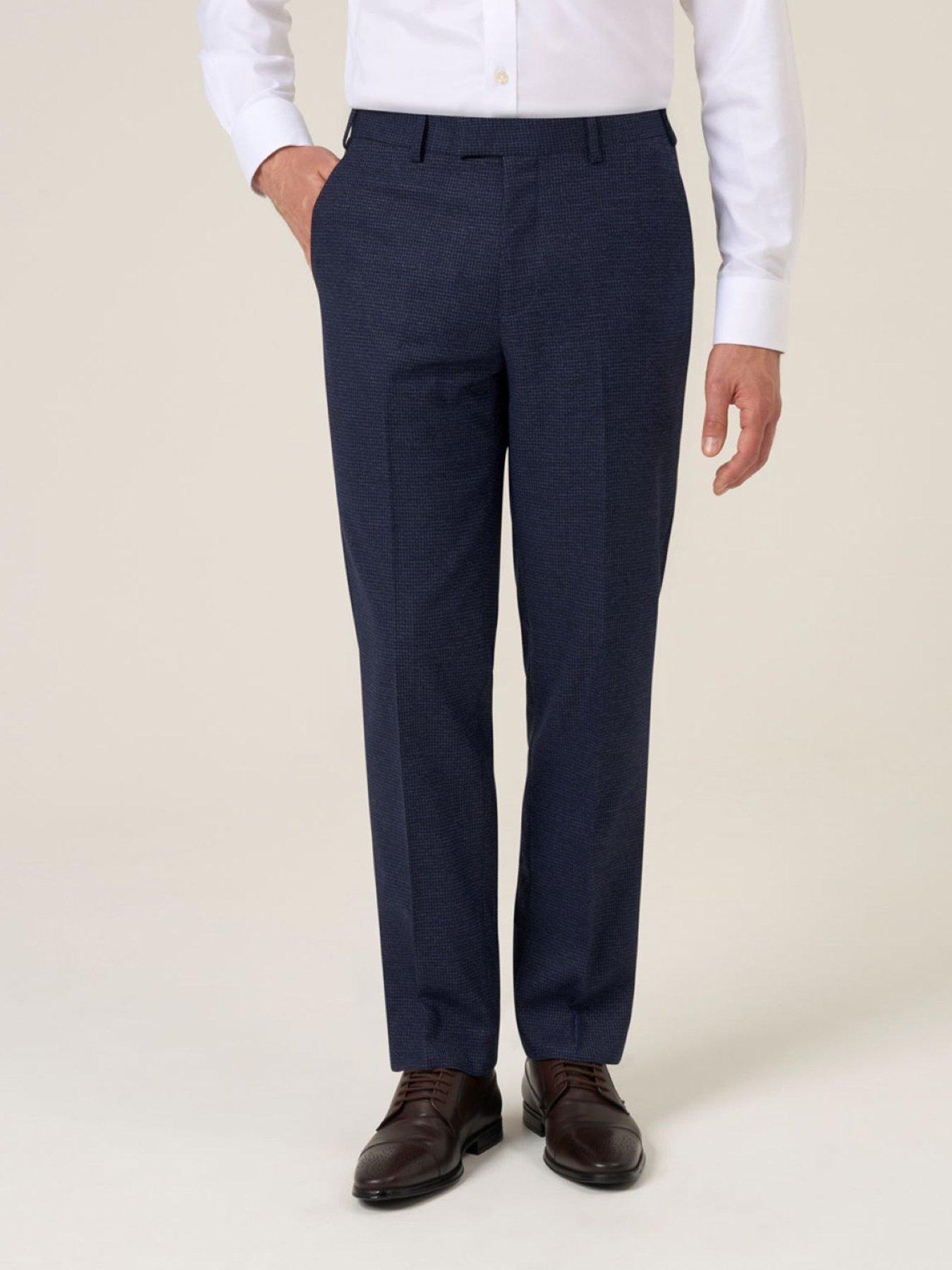 Skopes Tailored Fit Boyd Puppytooth Suit Trousers - Navy