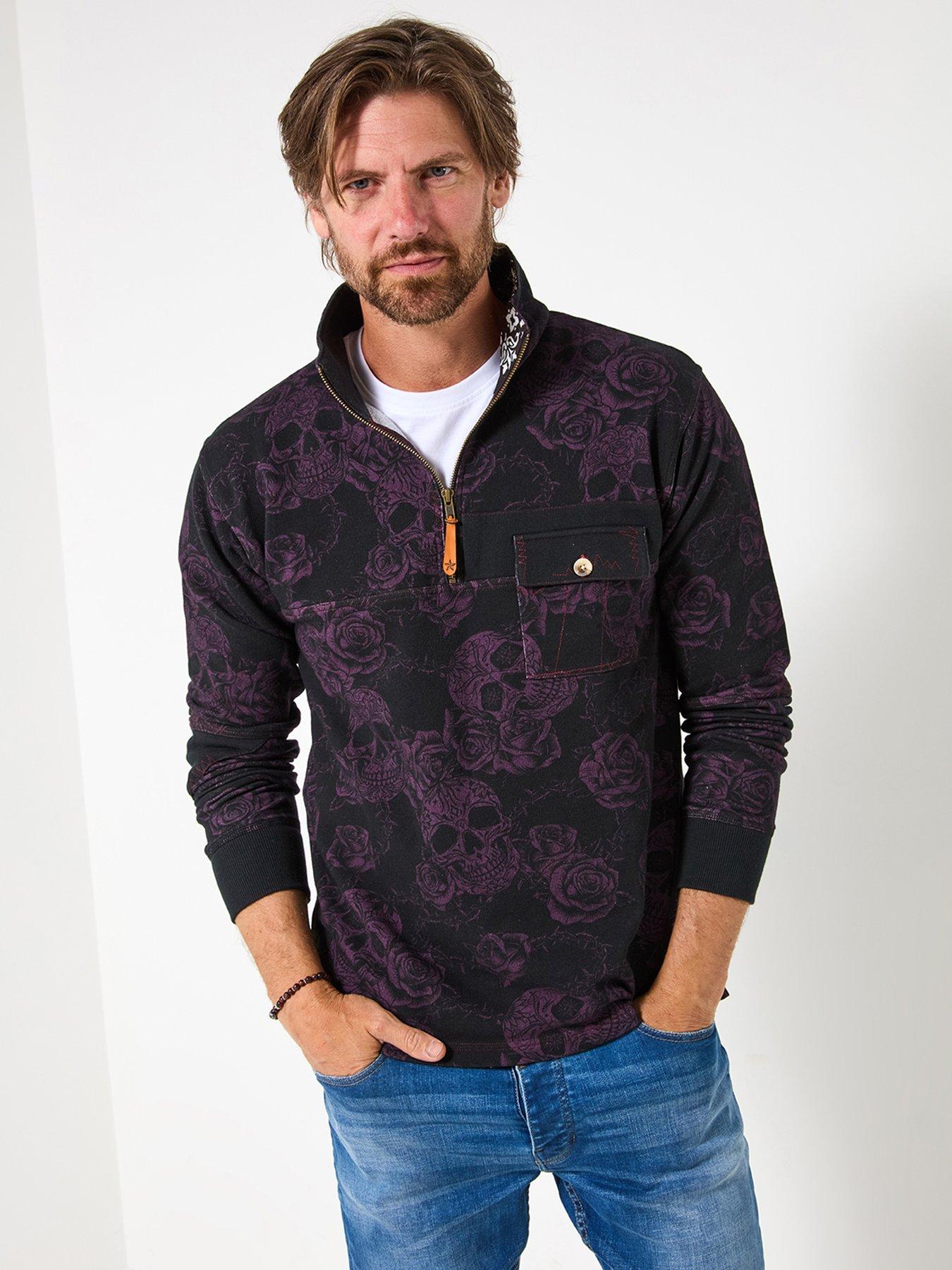 Joe Browns Skull Funnel 1/4 Zip Sweat - Purple