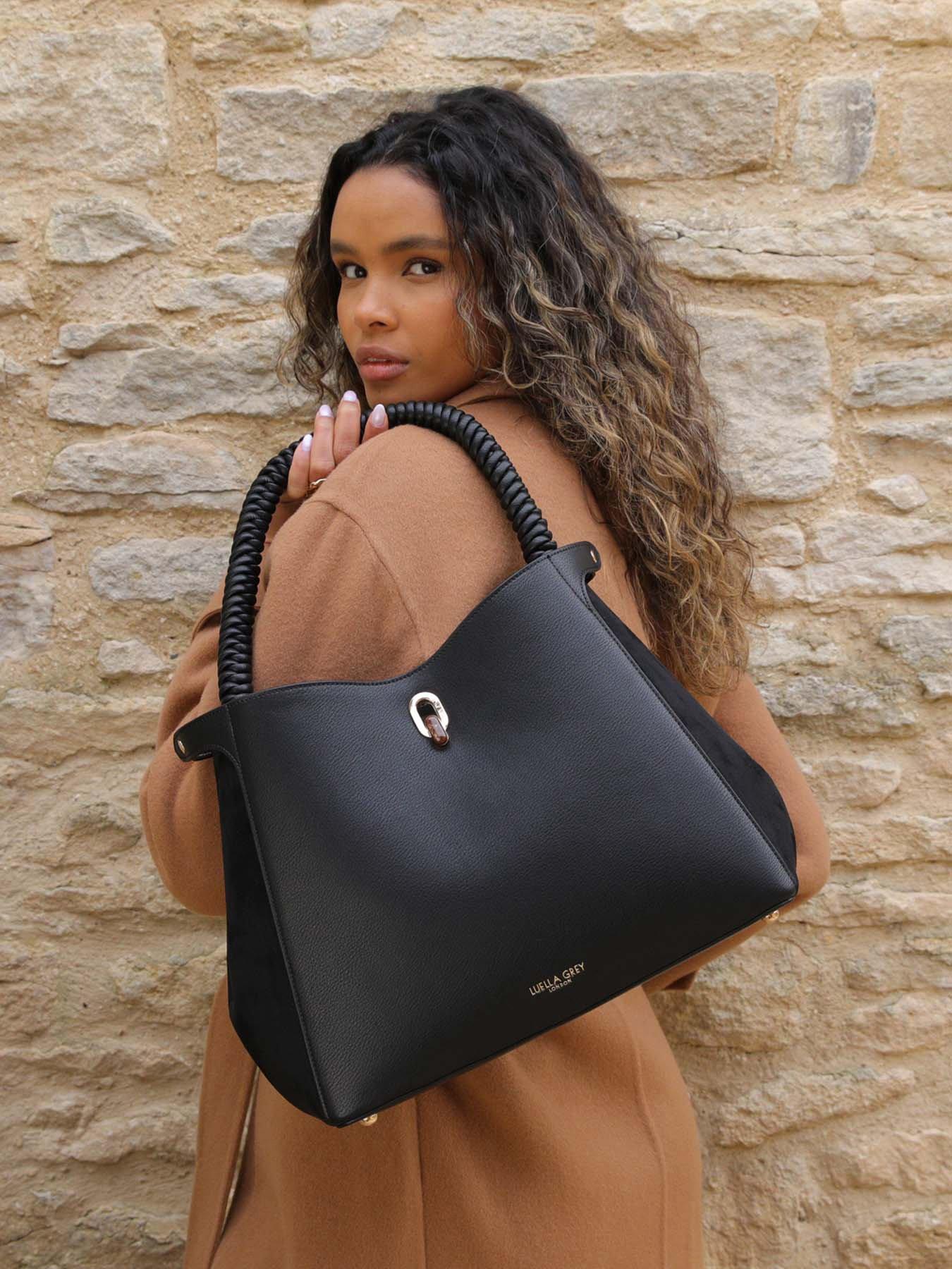 Luella Grey Simone Woven Handle Hobo - Black