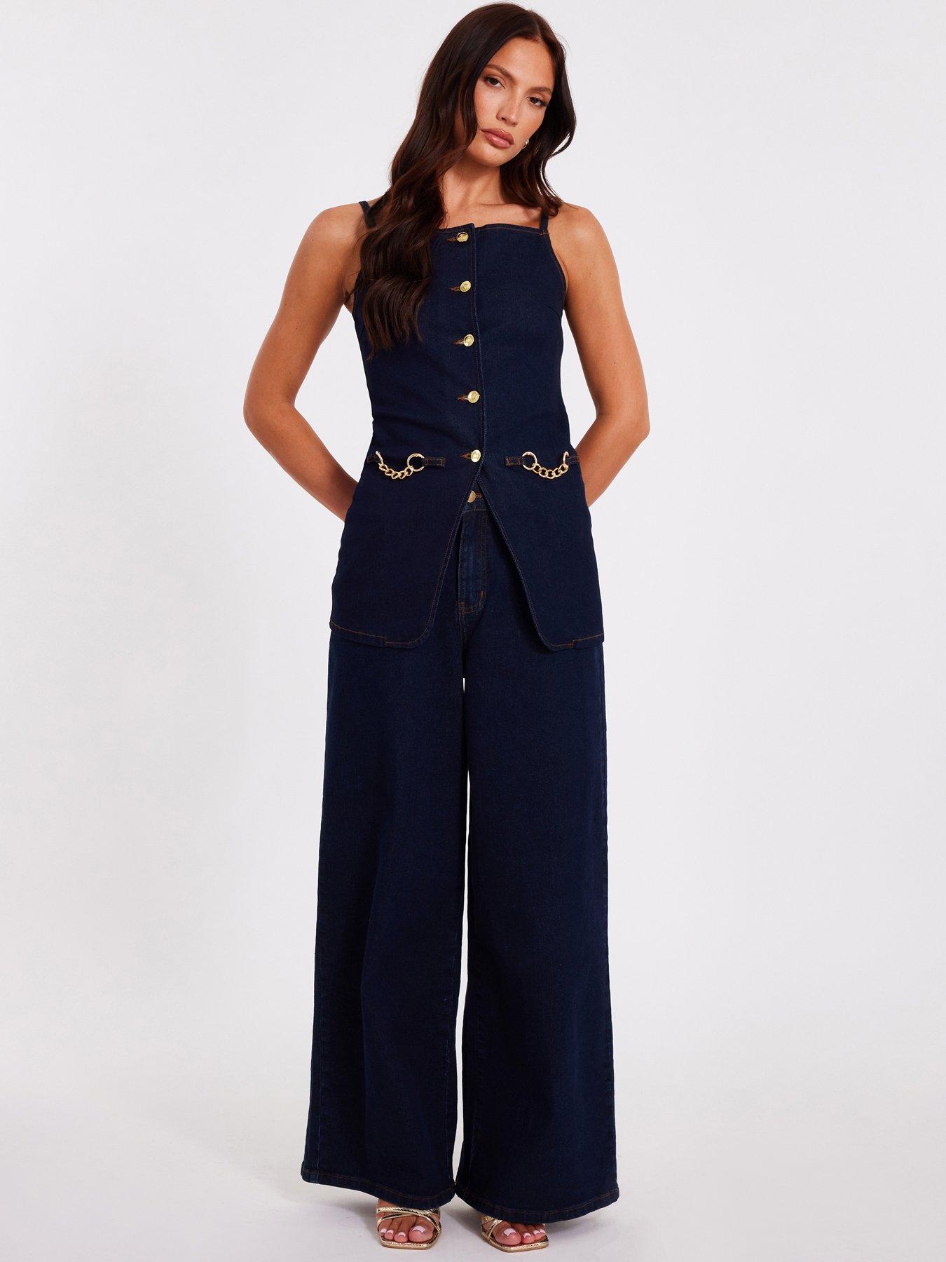 undefined Indigo Denim Wide Leg Jeans