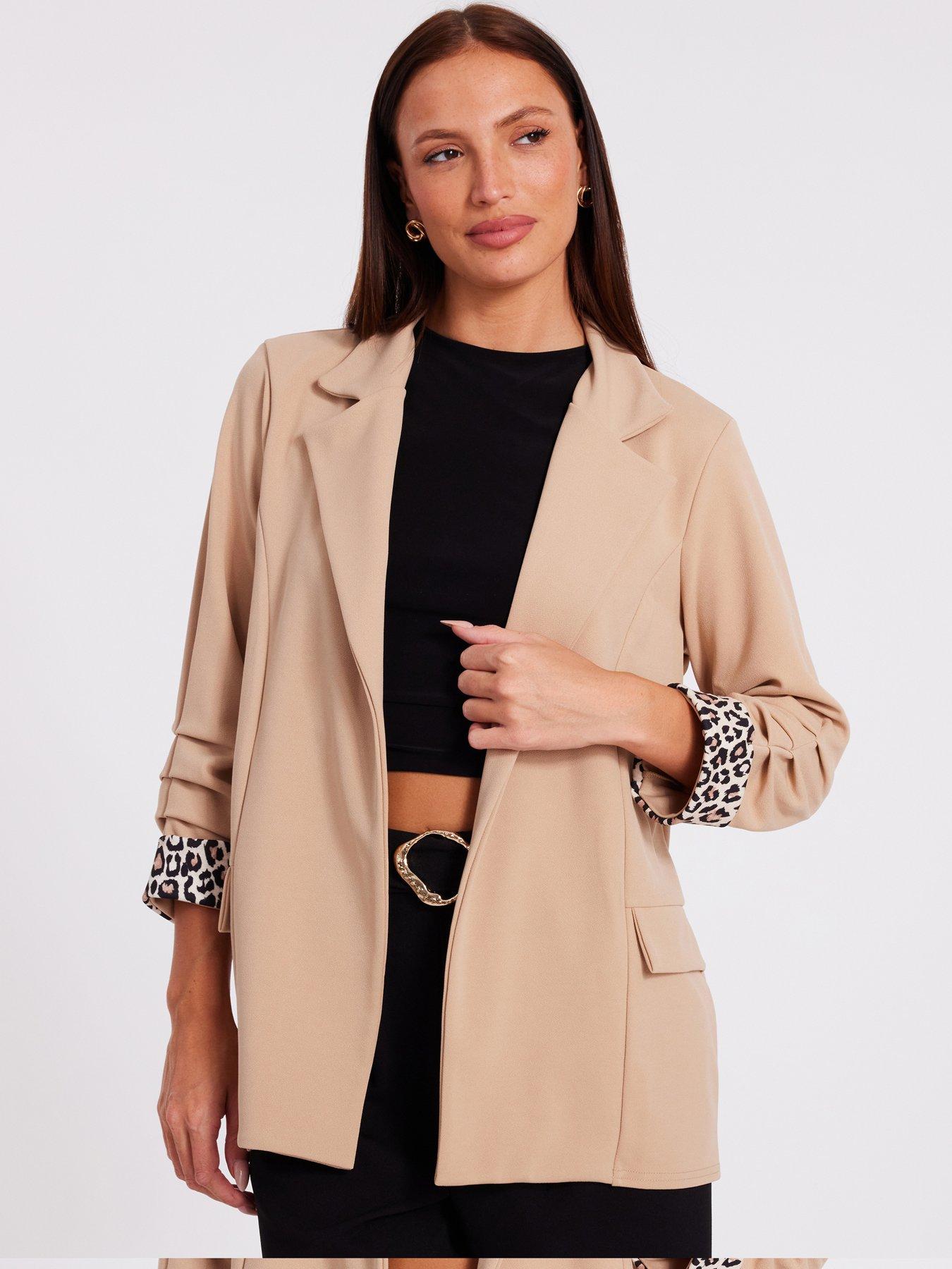 undefined Stone Ruched Sleeve Blazer