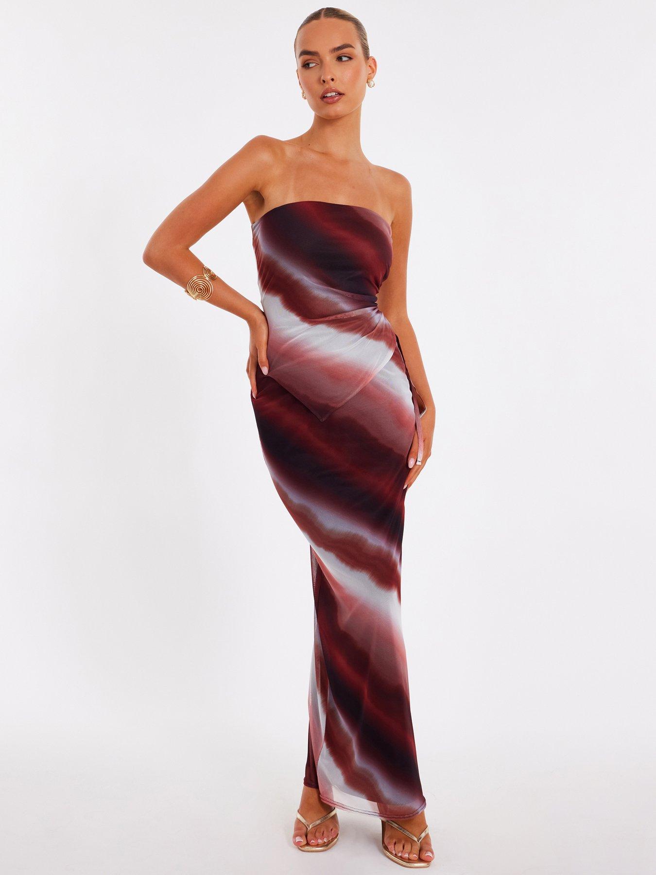 undefined Brown Mesh Ombre Maxi Skirt