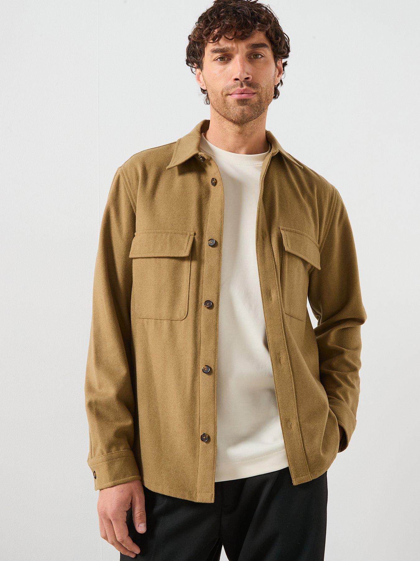 Mango Margon Double Pocket Wool Shacket - Dark Beige