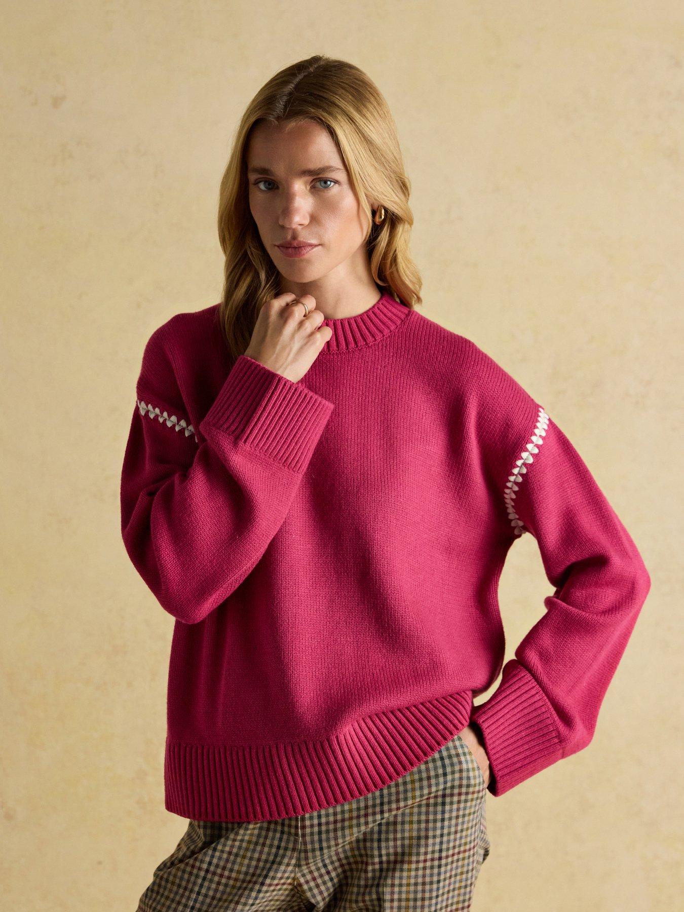 Joules Blanket Stitch Jumper - Pink