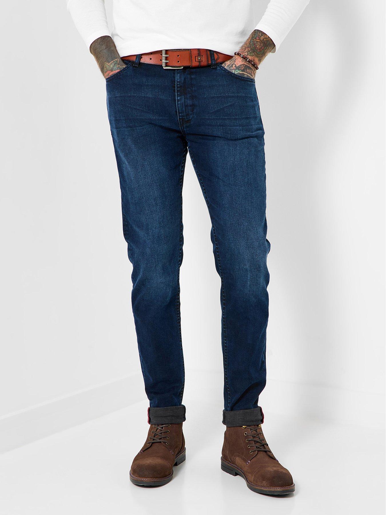 Joe Browns Indigo Tapered Jeans, Dark Blue, Size 34R, Men