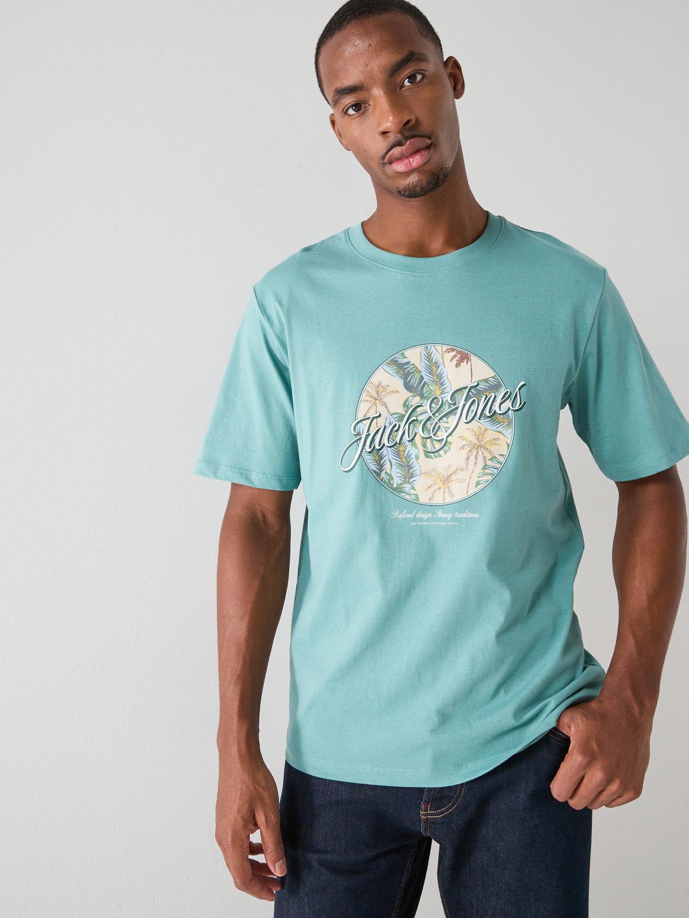Image 1 of 6 of Jack & Jones Honolulu Graphic T-Shirt - Aqua
