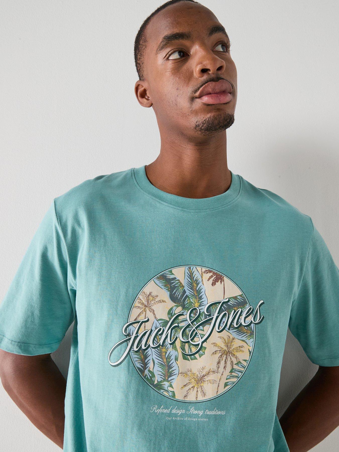 Image 4 of 6 of Jack & Jones Honolulu Graphic T-Shirt - Aqua