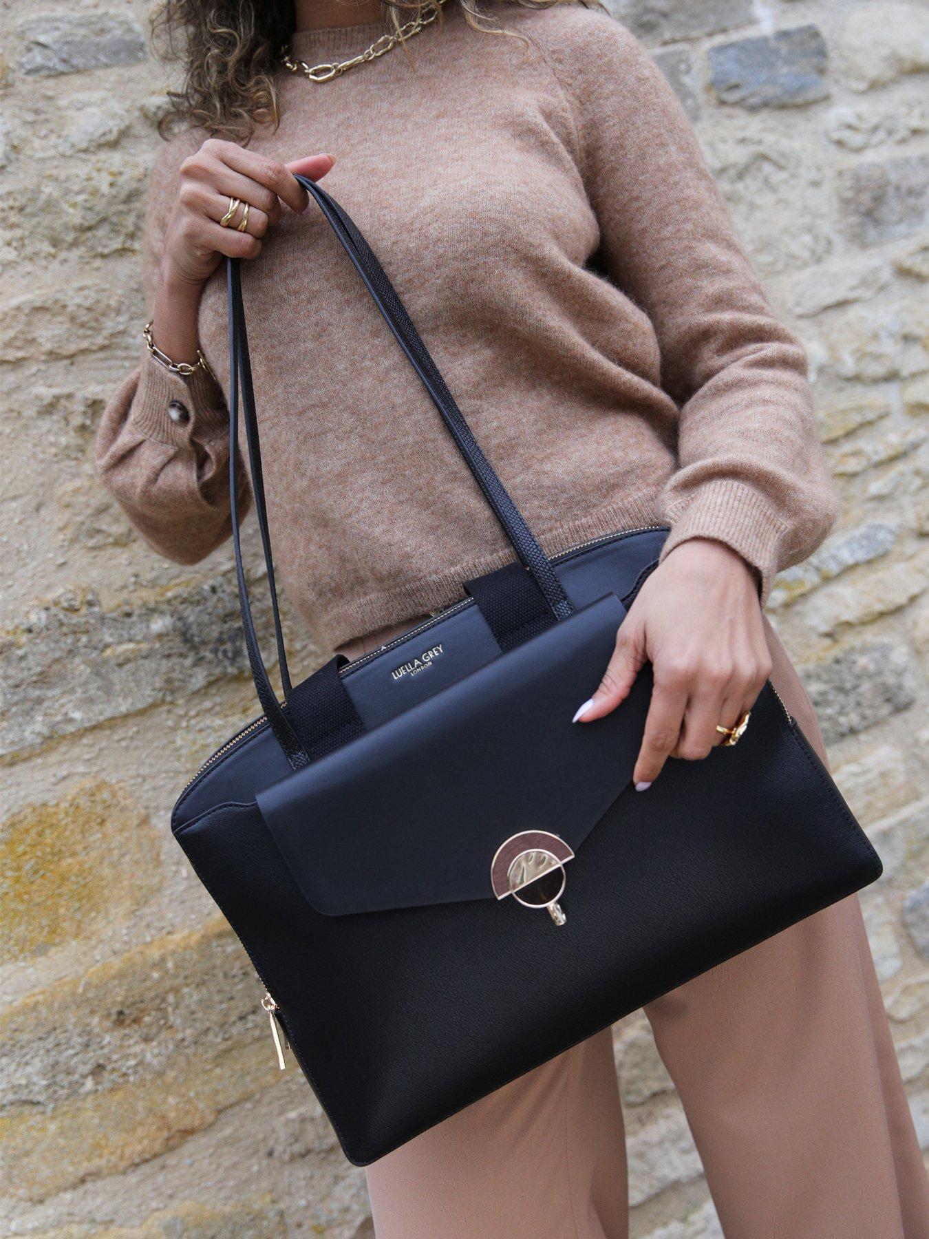Luella Grey Olive Laptop Bag, Black, Women