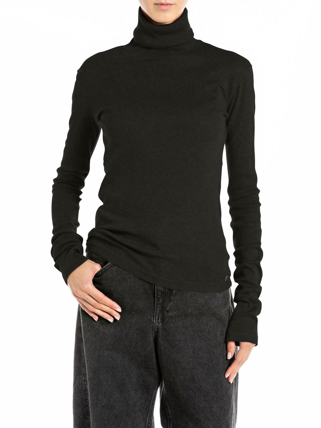 Replay Knitted Roll Neck Jumper Black Very