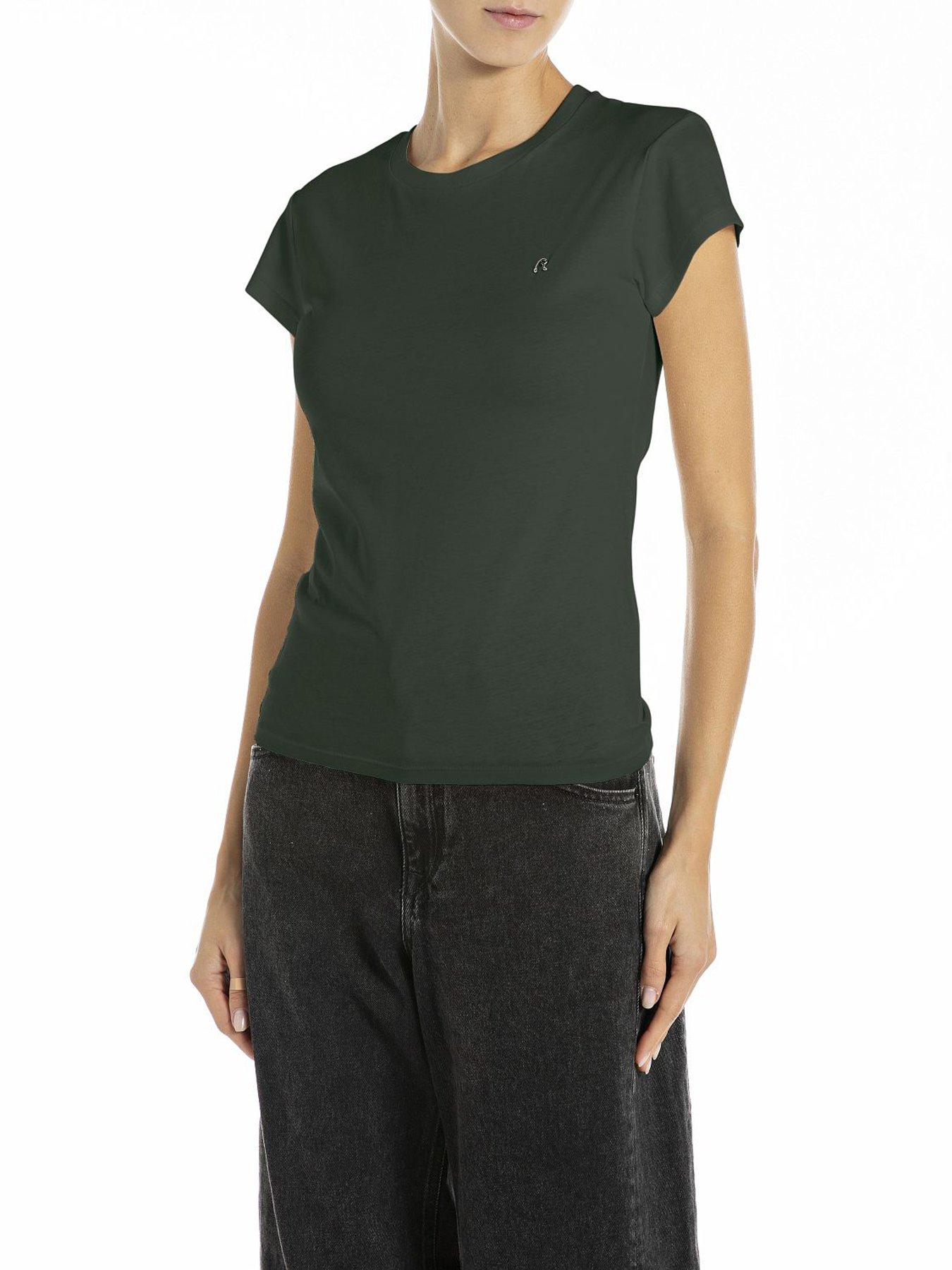 Replay Basic Small Logo T-Shirt, Green, Size Xl, Women