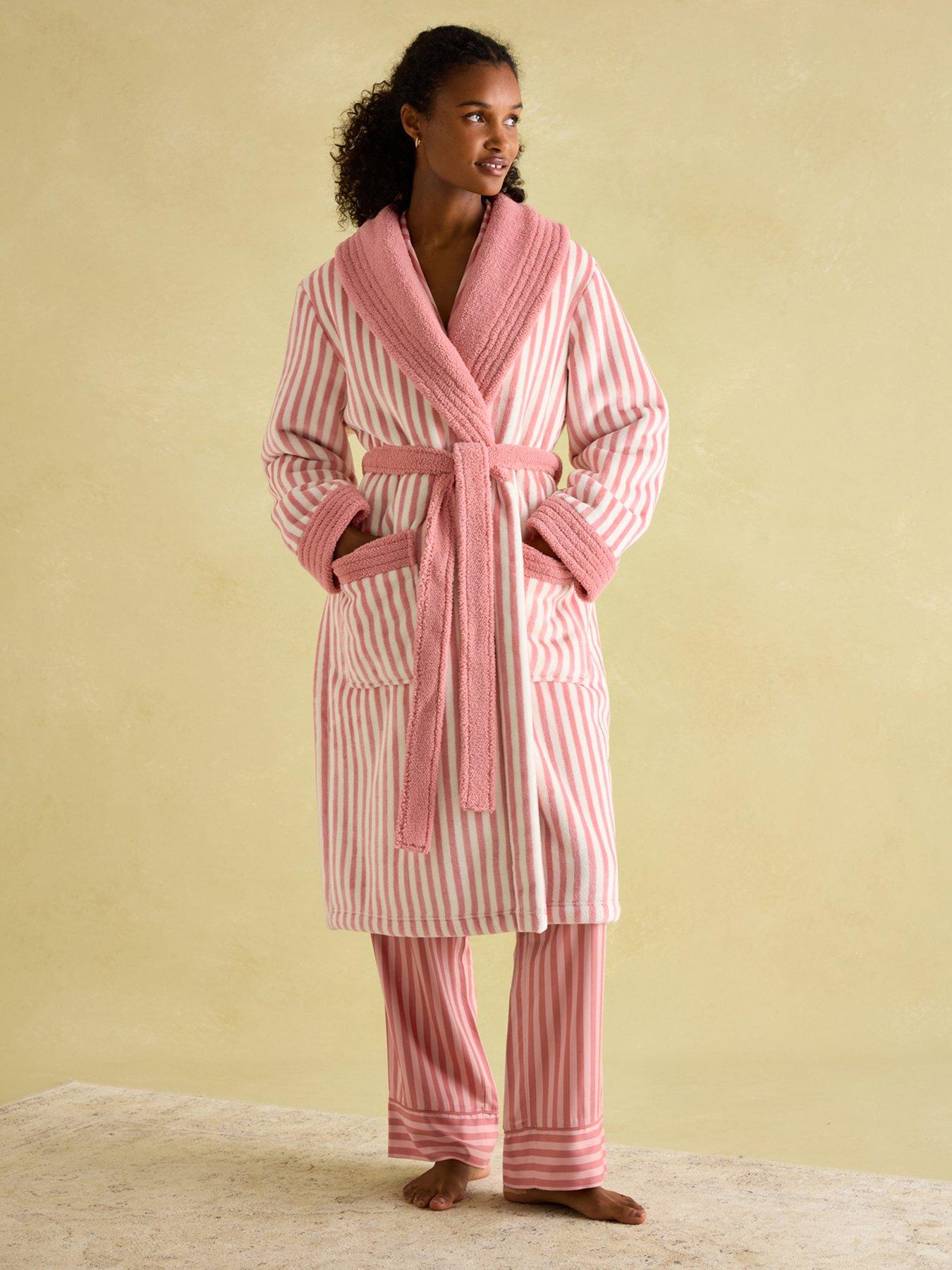 Joules Fleece Lined Dressing Gown Pink Very